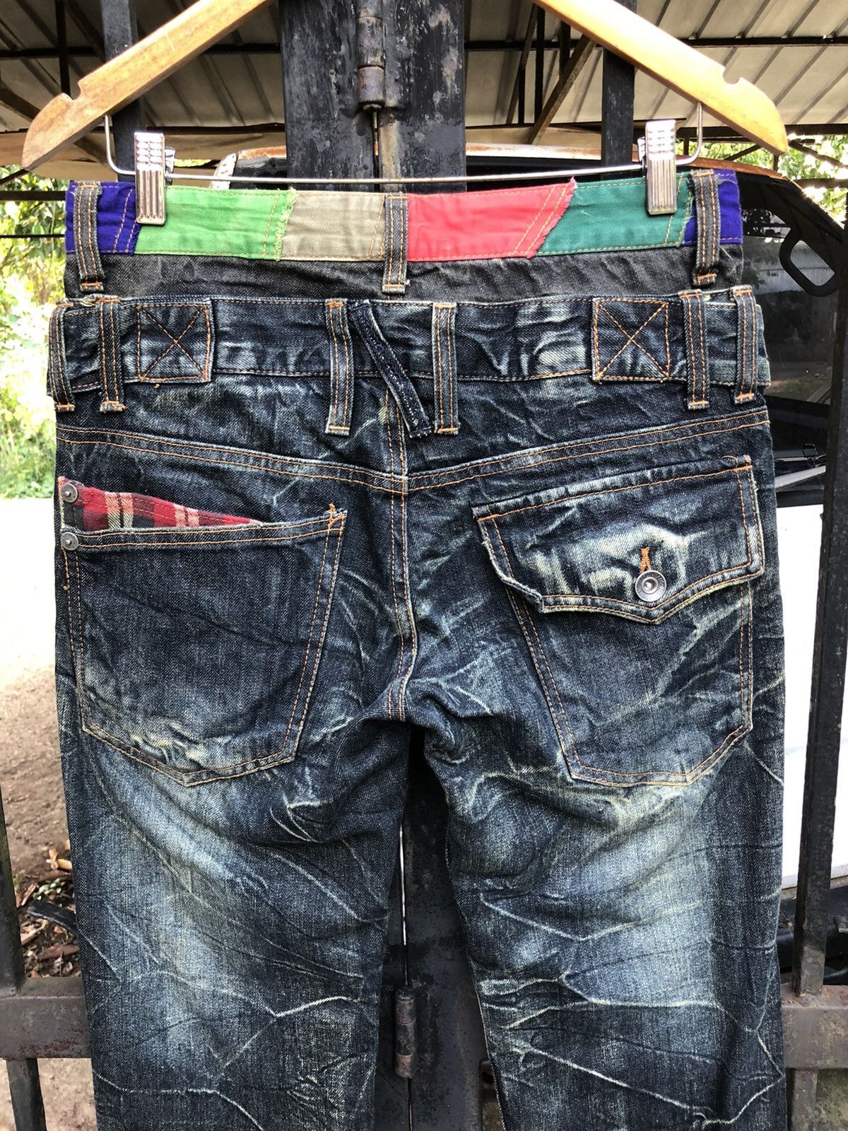 Designer Patina Double Waist Distressed Design Multi Pockets Denim Size US 30 / EU 46 - 5 Thumbnail