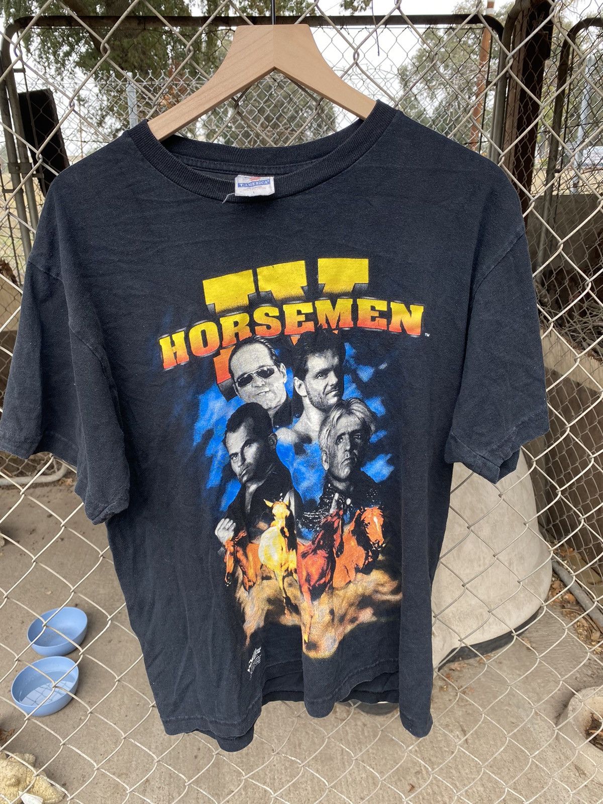 RARE VINTAGE 1995 WCW WRESTLING T-SHIRT 4 HORSEMAN RIC FLAIR good NWO WWF WWE