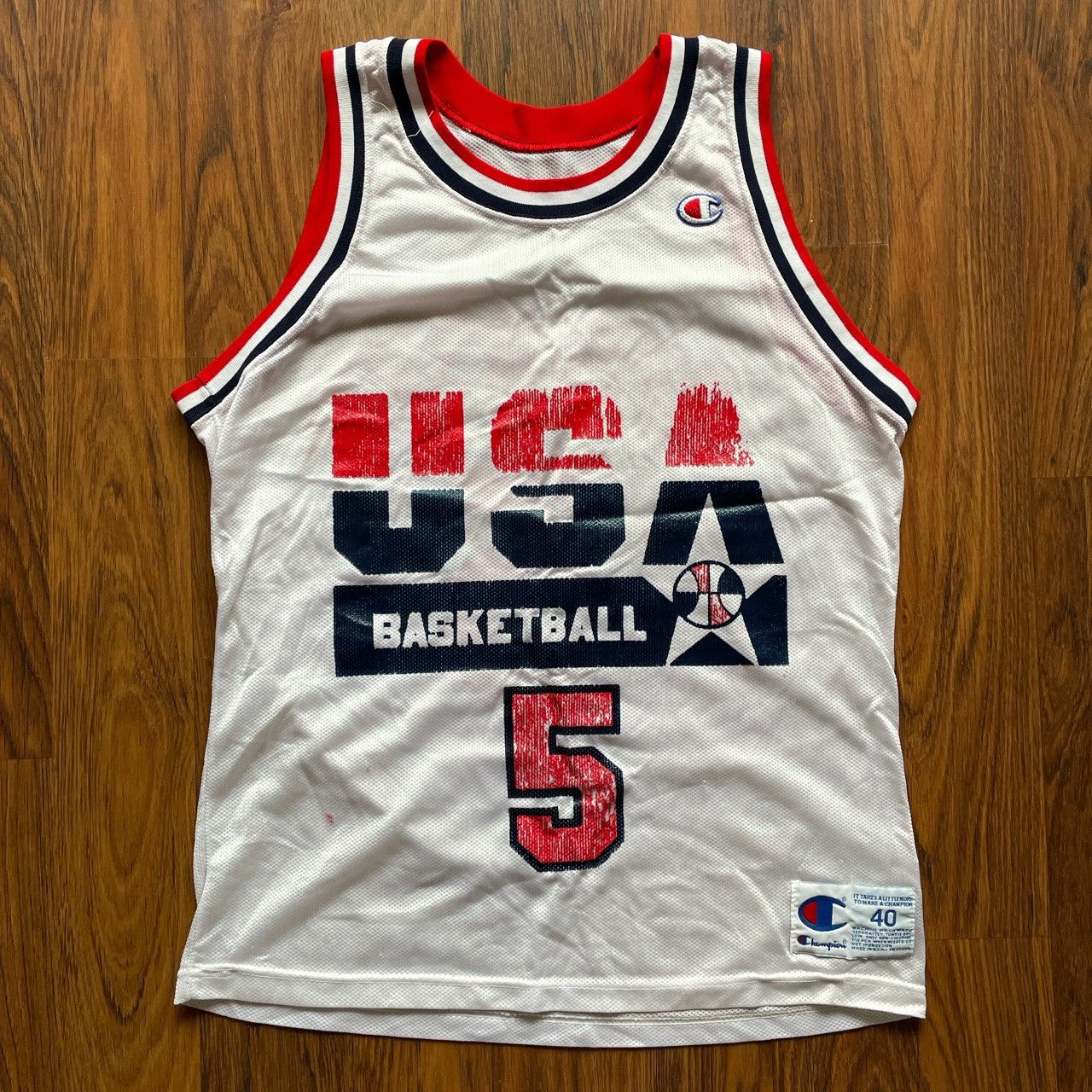 Vintage 1992 Champion Team USA David Robinson outlet White Jersey Size 44 XL