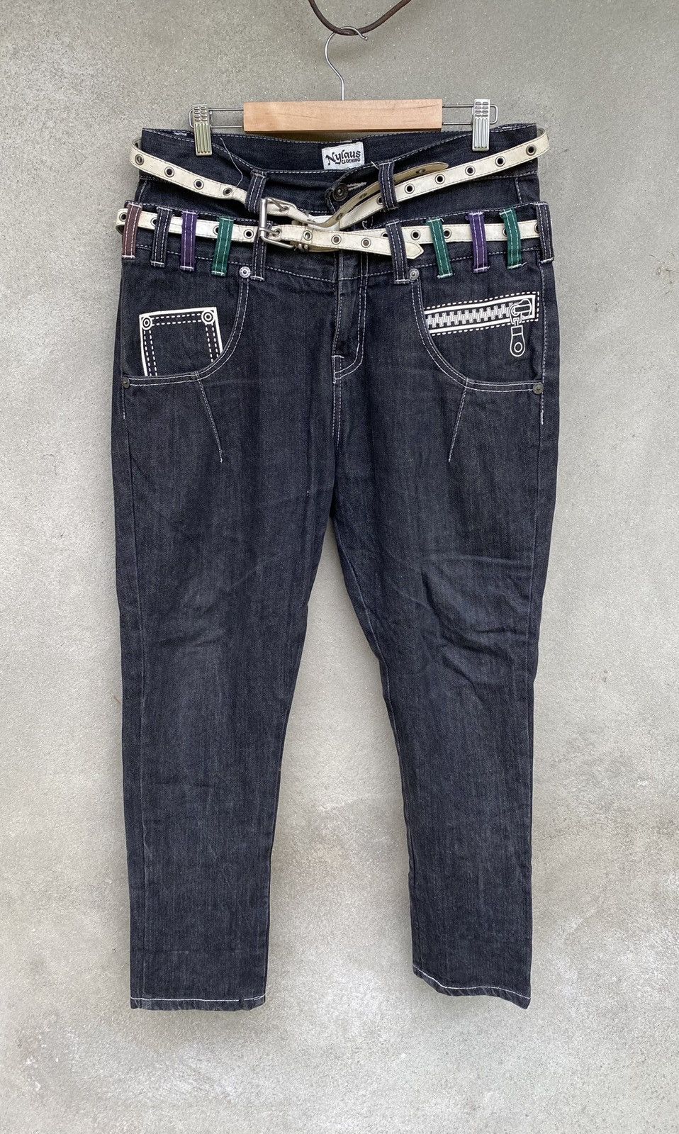 Designer × Japanese Brand Japanese Brand X Nylaus double waist jeans Size US 33 - 1 Thumbnail
