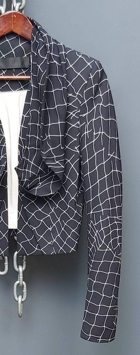 Haider Ackermann Haider Ackermann Geometric Pattern Shawl Collar Jacket Size US XS / EU 42 / 0 - 5 Thumbnail