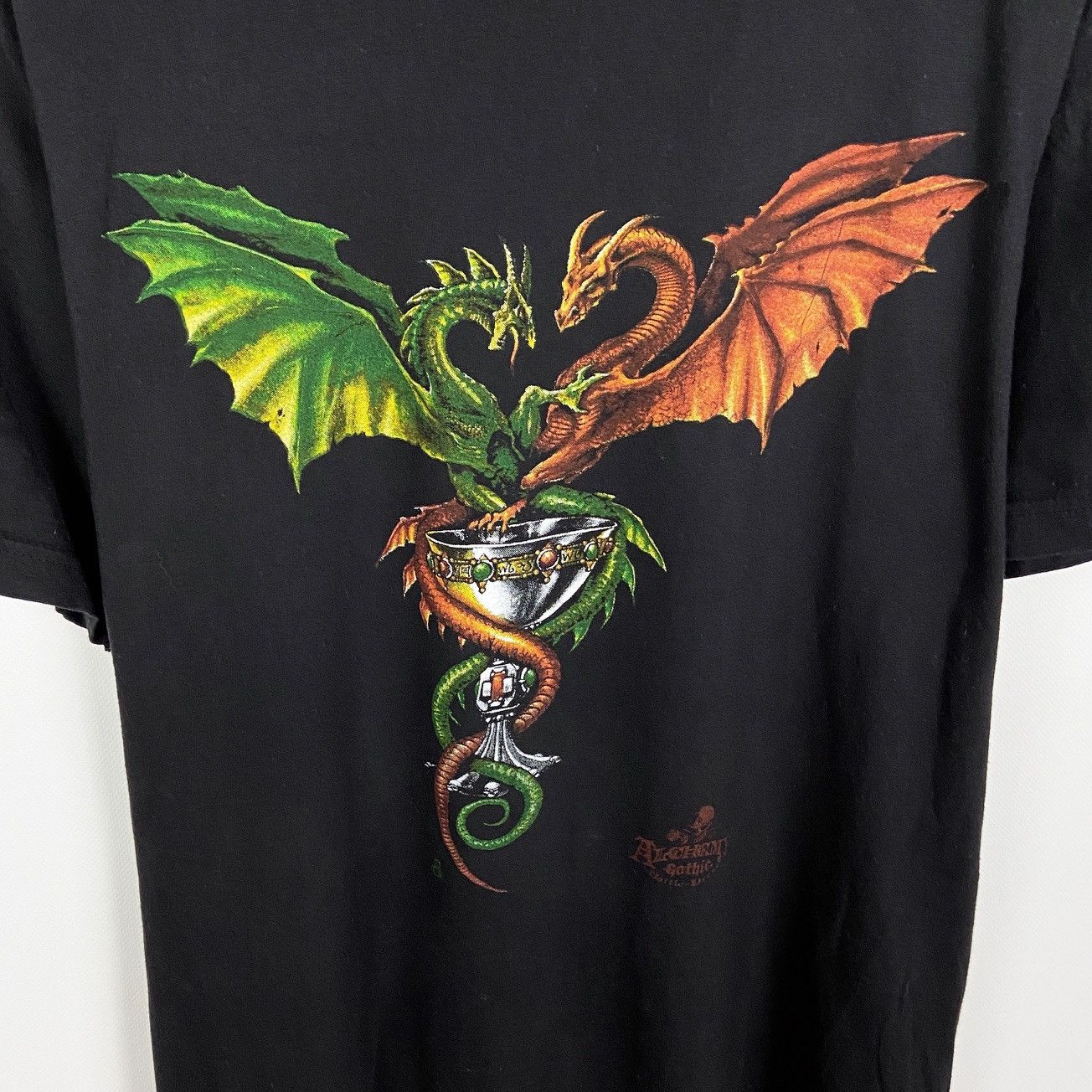 Vintage Vintage 90s Alchemy Gothic Dragons Holy Graal tee Redwood Size US L / EU 52-54 / 3 - 3 Thumbnail