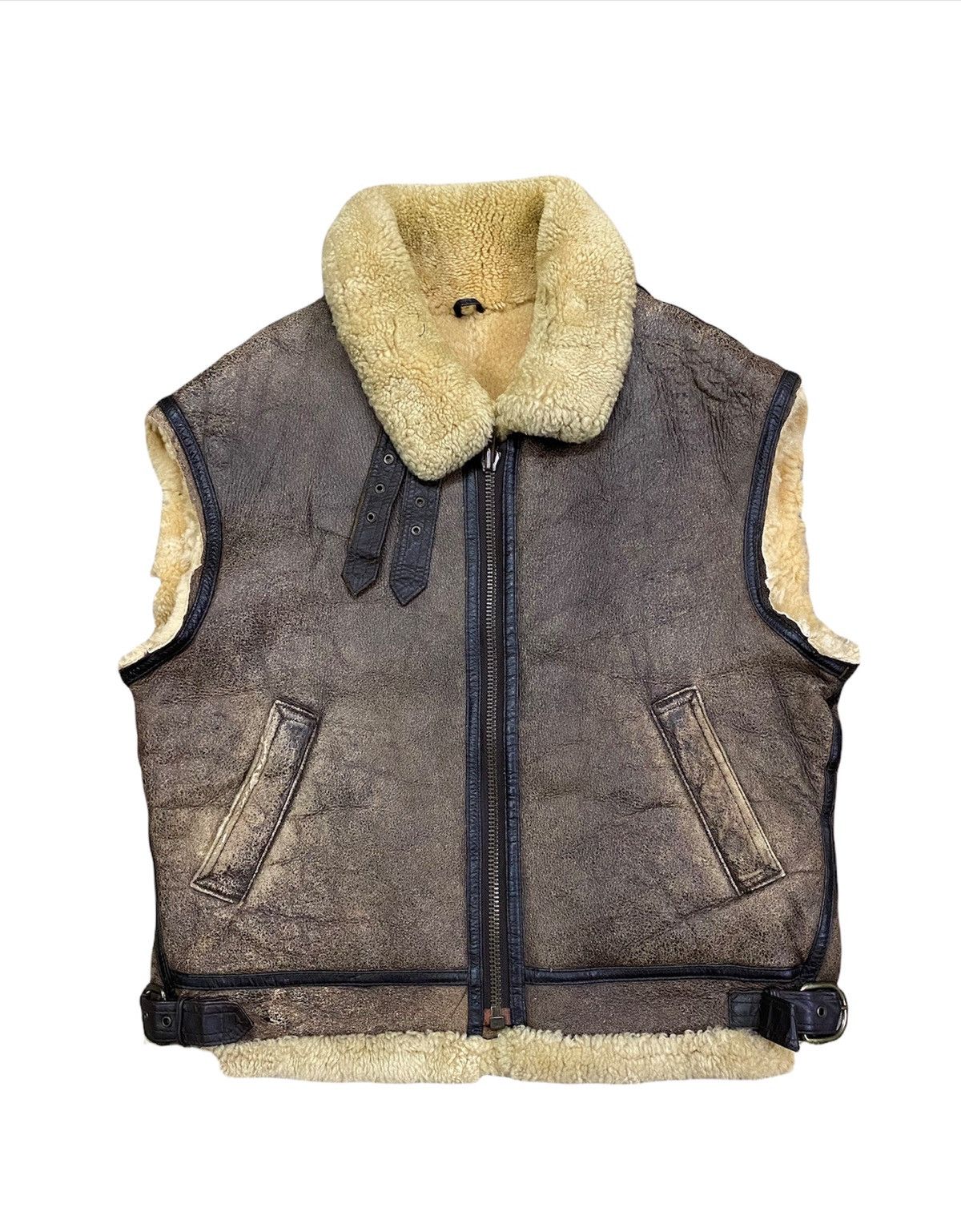 Genuine Leather Vintage Harajuku Mother B3 Sleeveless Jacket Size US L / EU 52-54 / 3 - 2 Thumbnail