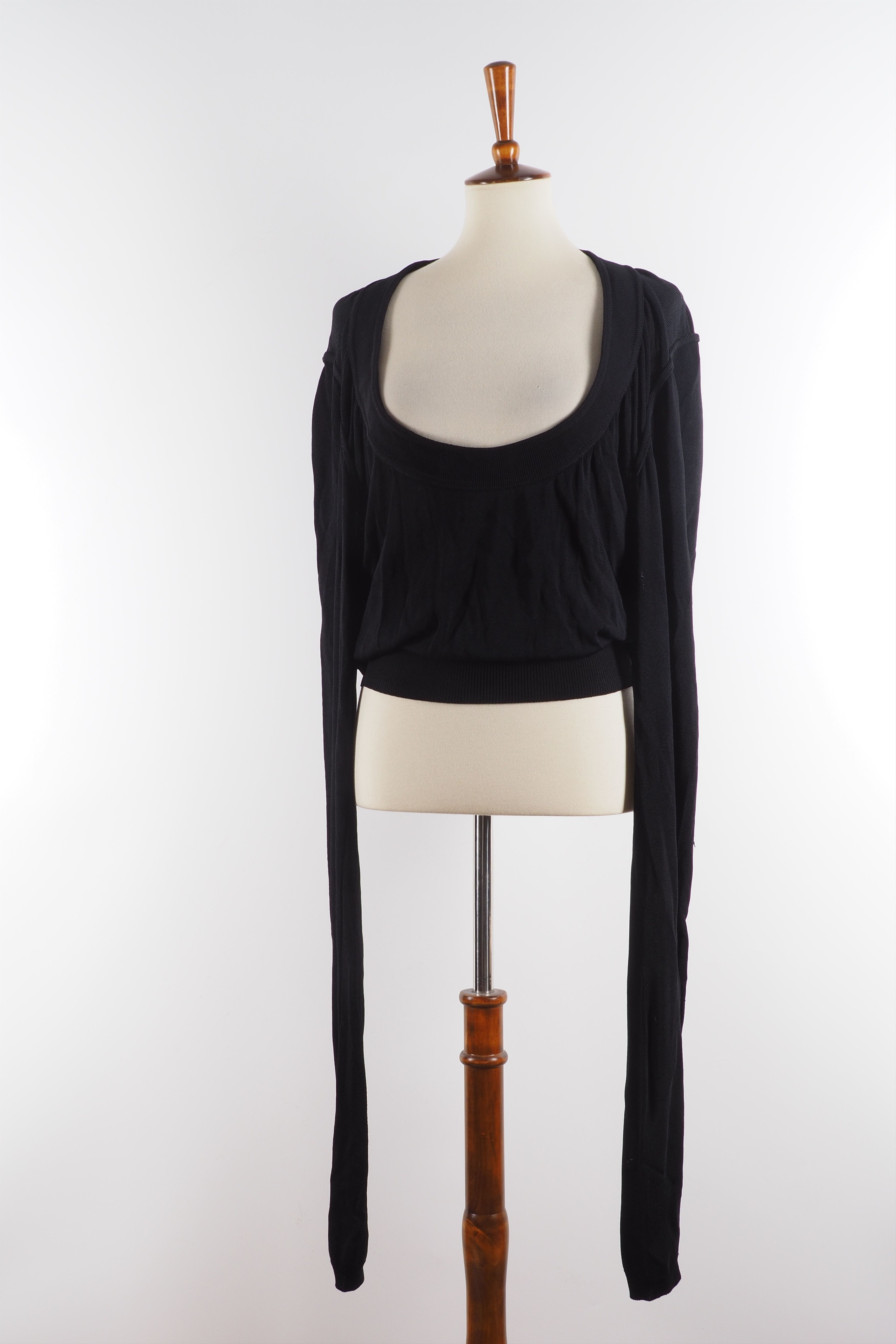 Alaia Vintage Azzedine ALAIA Black Long Sleeve Top Blouse L 80s Size L / US 10 / IT 46 - 1 Thumbnail