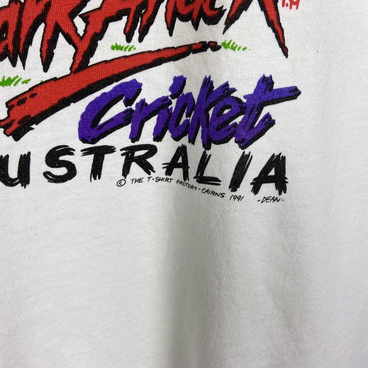 Vintage Vintage 1991 90s Shark Attack Cricket Australia tee size L Size US L / EU 52-54 / 3 - 5 Thumbnail