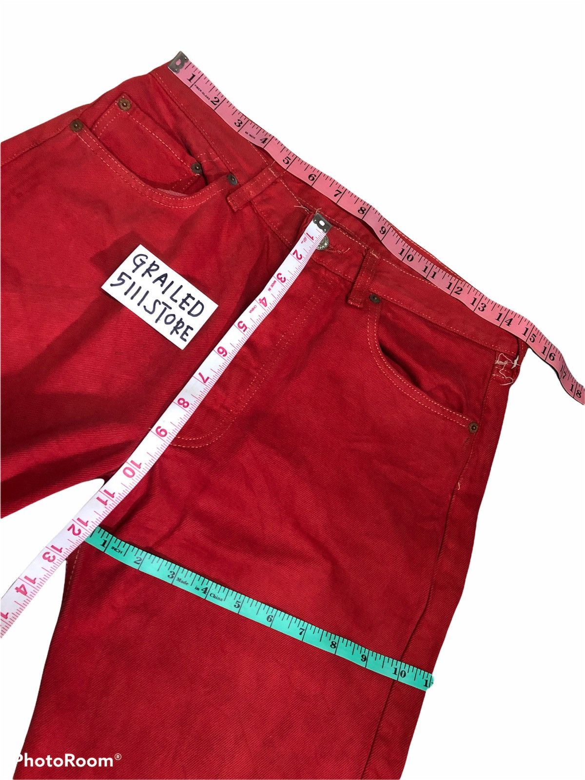 Levi's × Vintage RARE⚡️Vtg Levis 501 80s Red Colour Size US 30 / EU 46 - 7 Thumbnail