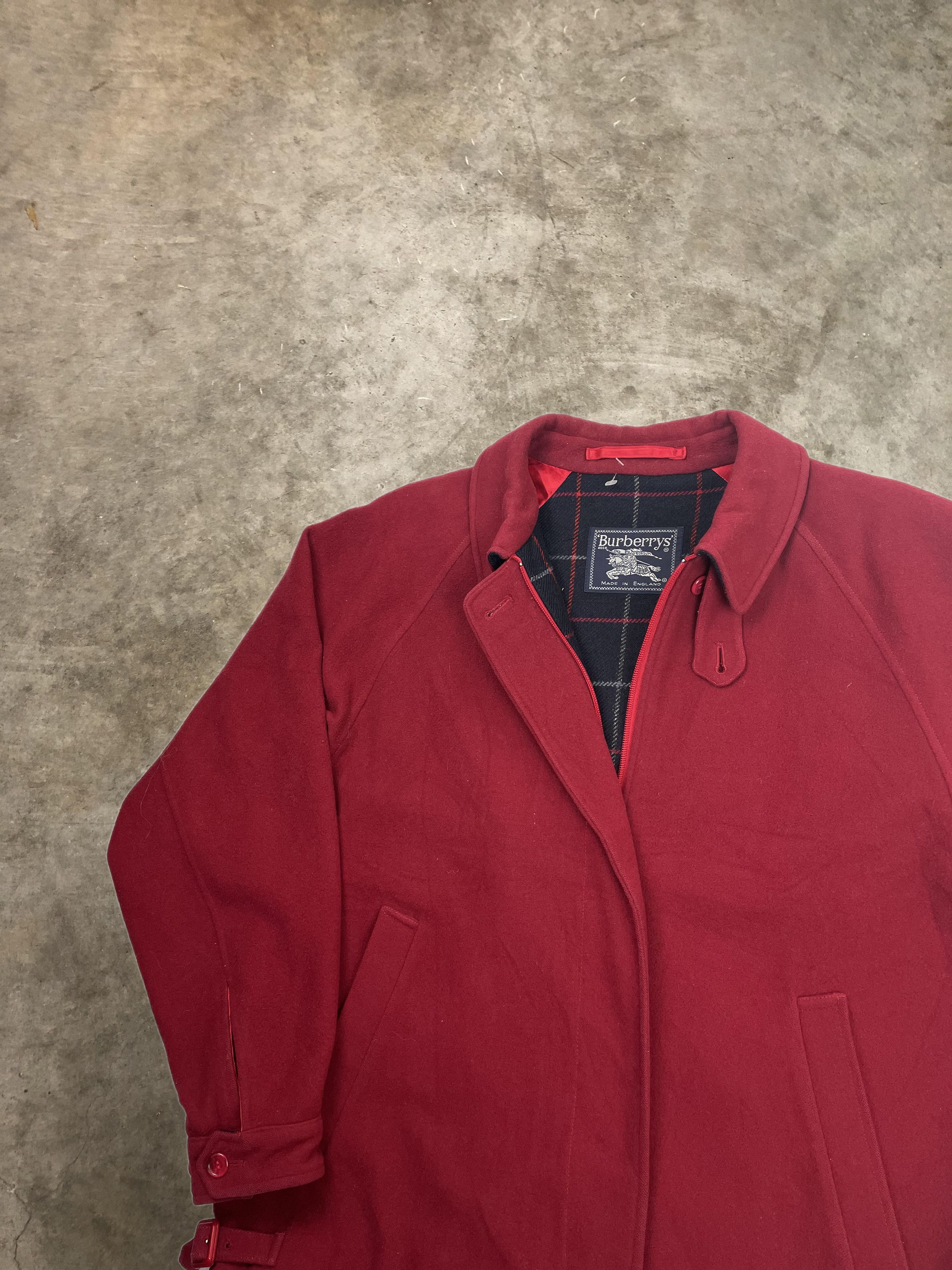 Vintage Vintage Burberry Wool Jacket Red Zip Up Coat Nova Check