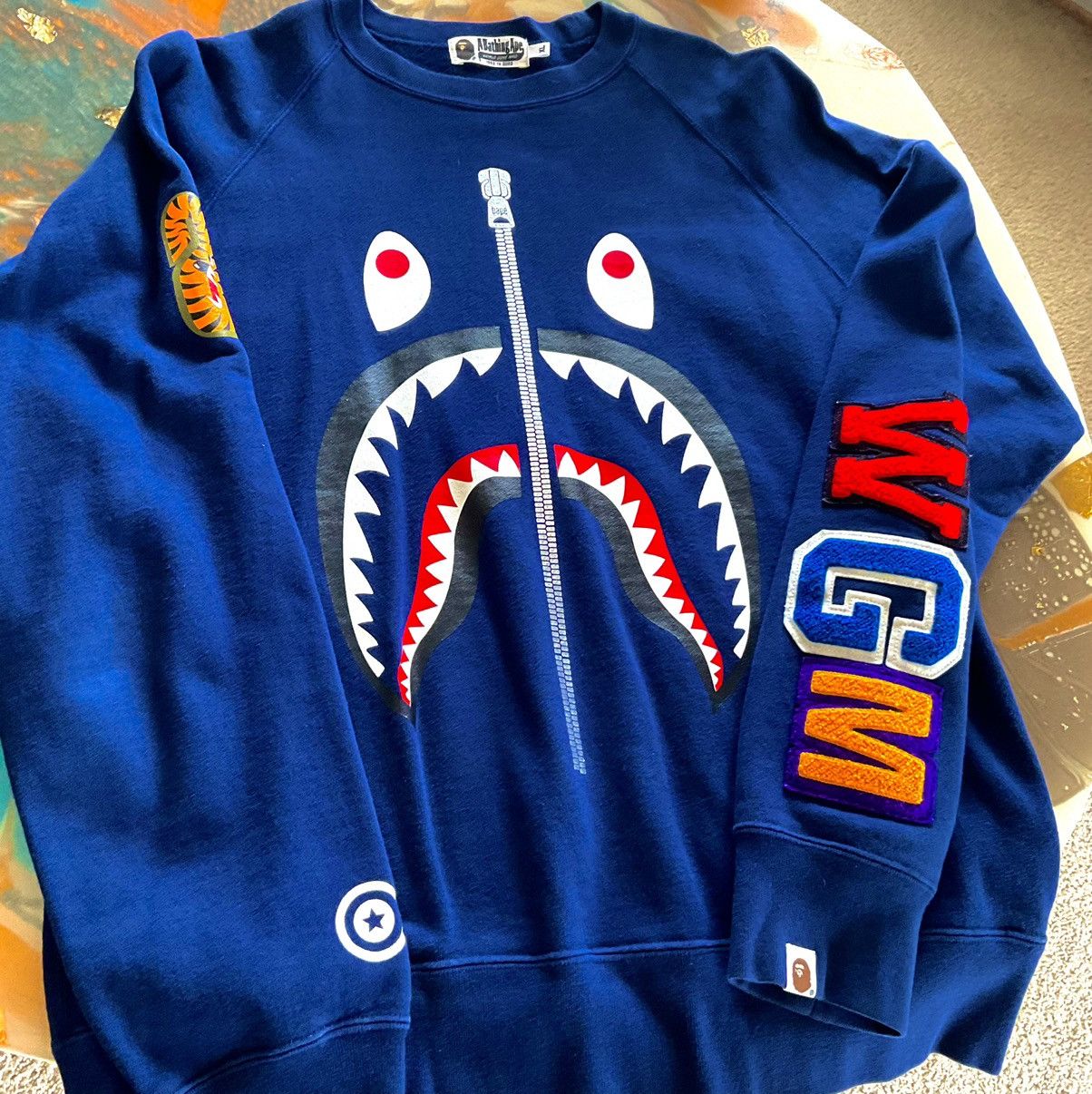 Bape Bape Zip Shark Mouth WGM Crewneck Sweatshirt Grailed