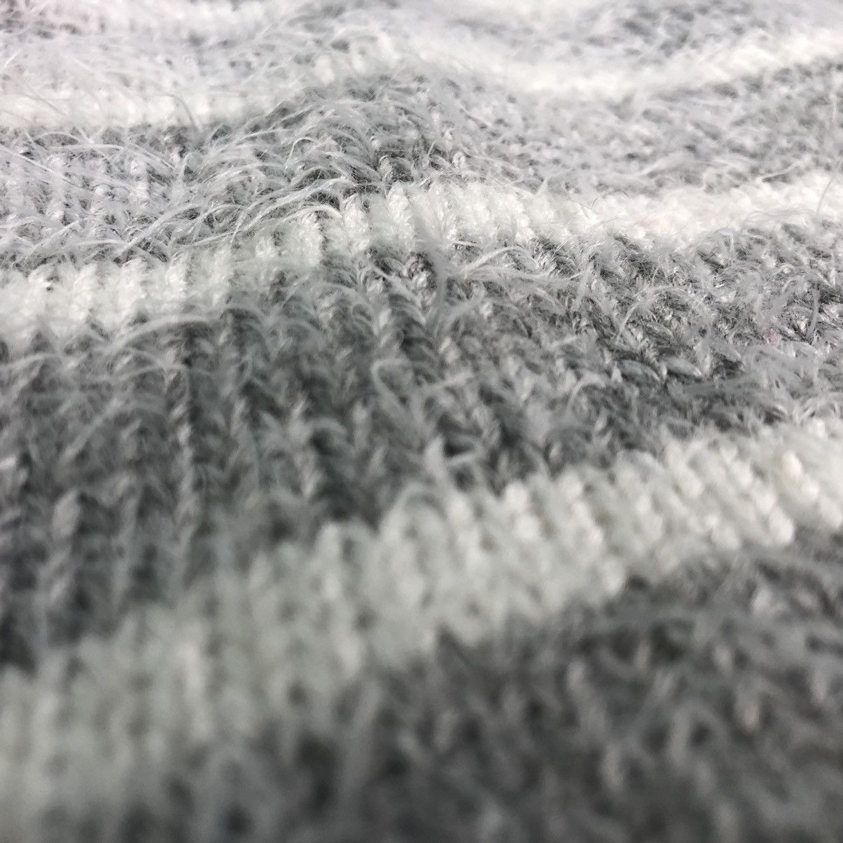 Homespun Knitwear × Japanese Brand Jinty Stripes White Grey Mohair Knitwear Size US M / EU 48-50 / 2 - 9 Thumbnail