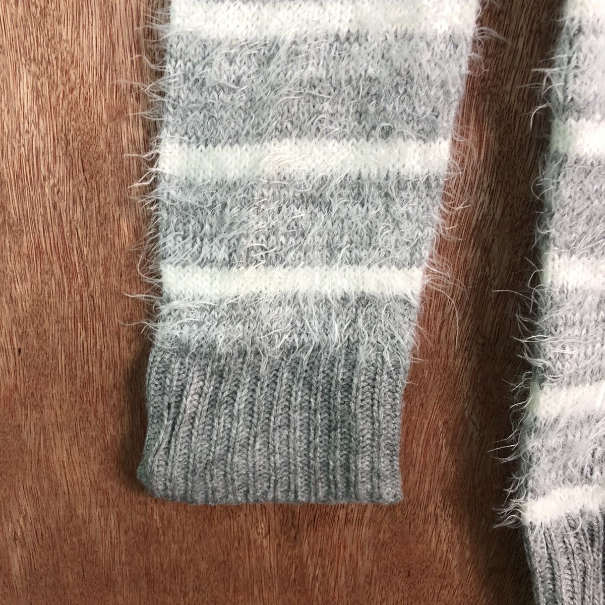 Homespun Knitwear × Japanese Brand Jinty Stripes White Grey Mohair Knitwear Size US M / EU 48-50 / 2 - 6 Thumbnail