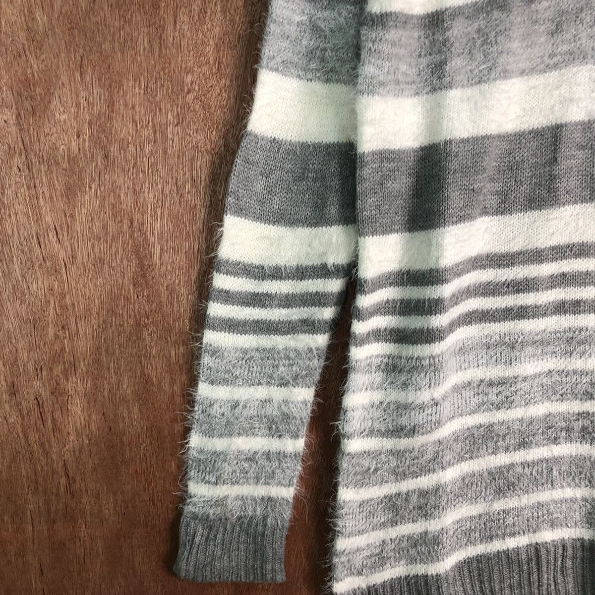 Homespun Knitwear × Japanese Brand Jinty Stripes White Grey Mohair Knitwear Size US M / EU 48-50 / 2 - 7 Thumbnail