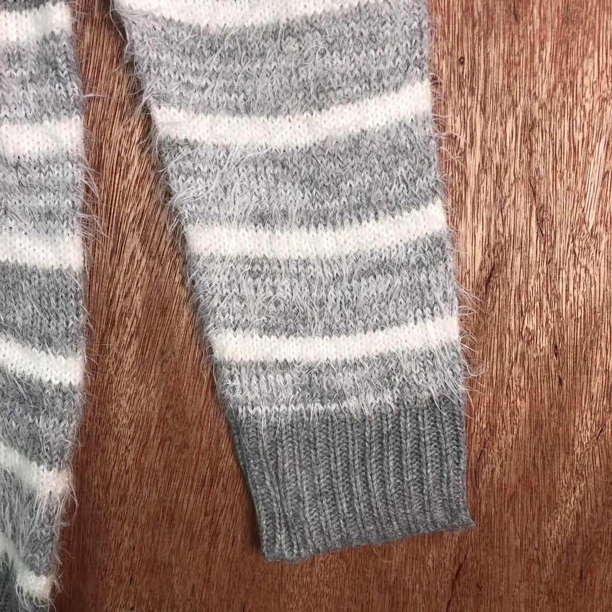 Homespun Knitwear × Japanese Brand Jinty Stripes White Grey Mohair Knitwear Size US M / EU 48-50 / 2 - 4 Thumbnail