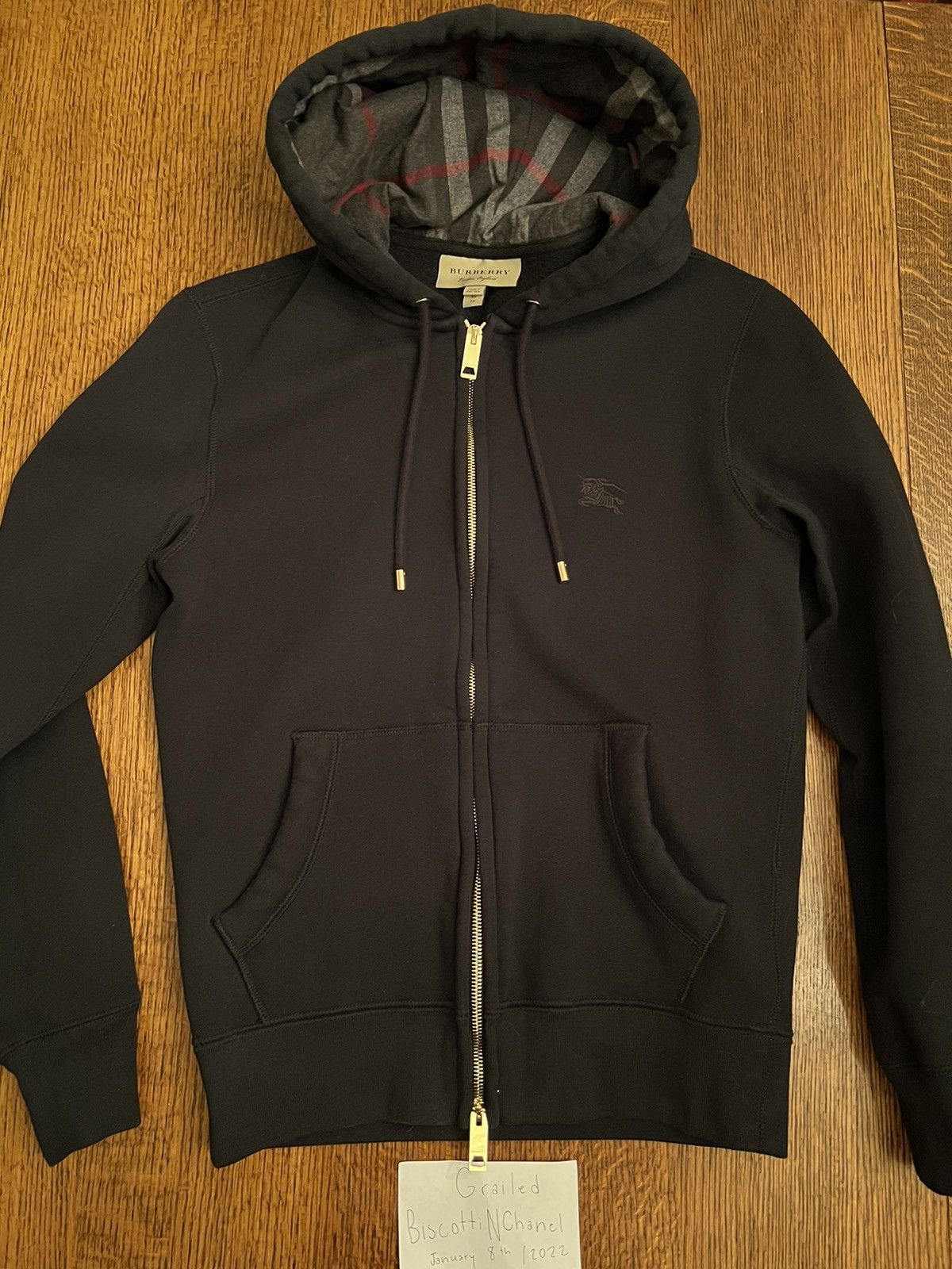 MARKED EU — Burberry Lining Black Zip-Hoodie