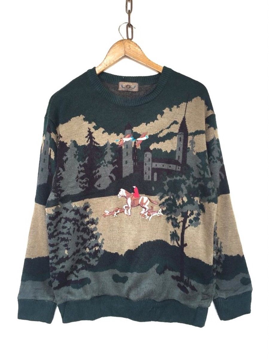 Vintage 💥Vintage Japanese Assini Overprint Knitwear Shirt Size US M / EU 48-50 / 2 - 1 Thumbnail