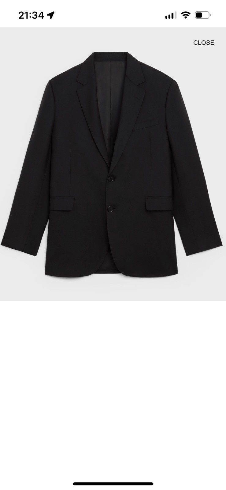 Celine × Hedi Slimane Black Boxy Blazer Jacket in Wool Gabardine Sz 44 Size 44R - 2 Thumbnail