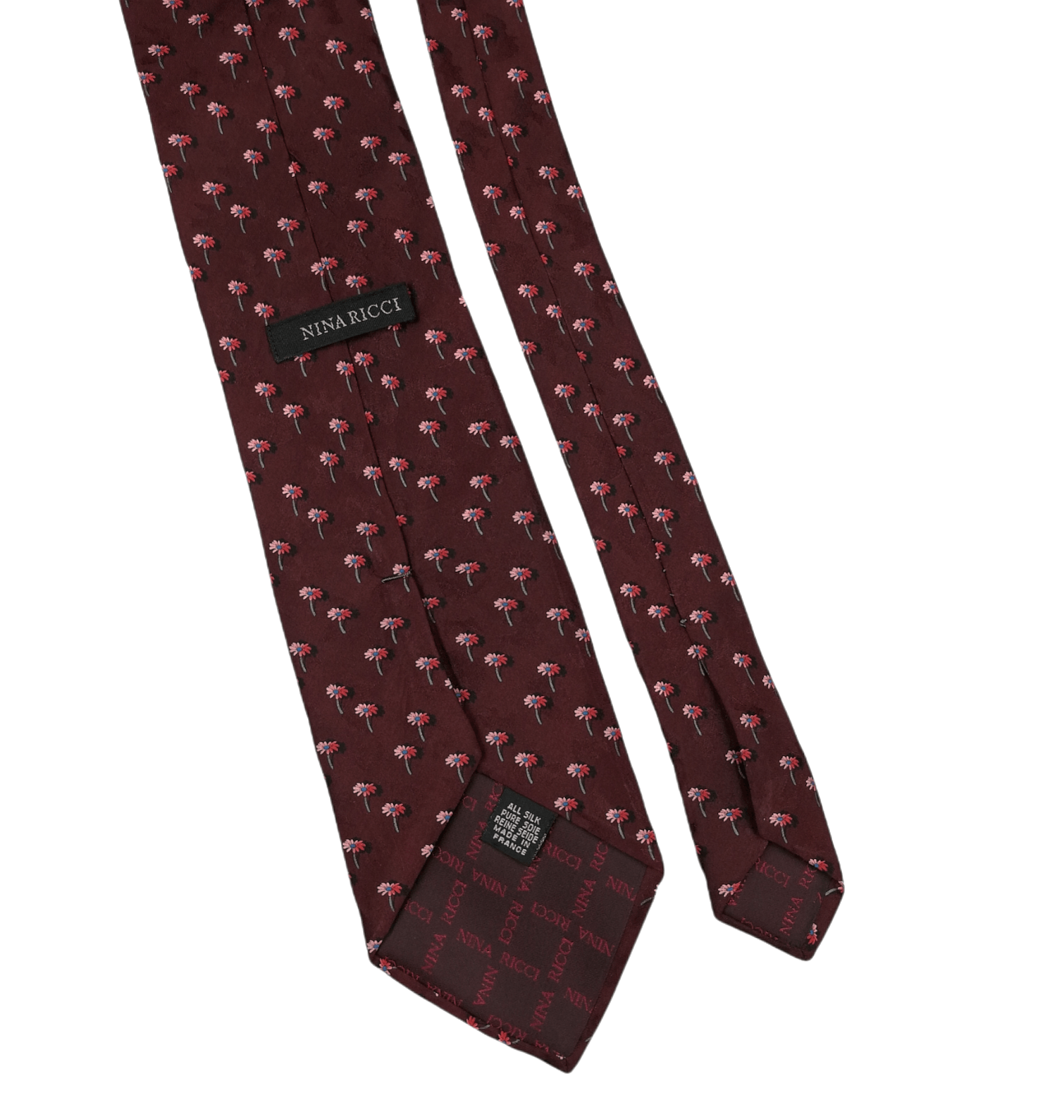 Nina Ricci Authentic Nina Ricci Paris Men's Silk Tie Floral Maroon Size ONE SIZE - 2 Thumbnail
