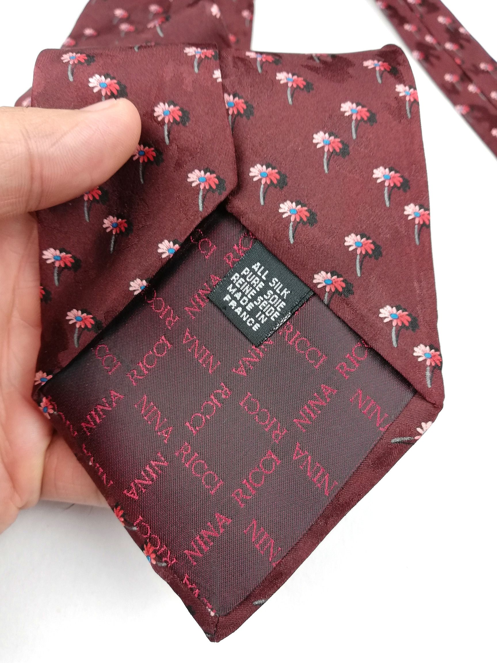 Nina Ricci Authentic Nina Ricci Paris Men's Silk Tie Floral Maroon Size ONE SIZE - 5 Thumbnail