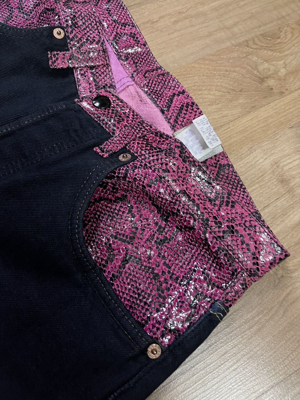 Levi's × Vintage Vintage Superblack Levis 501 x Leatherock custom jeans Size US 31 - 3 Thumbnail