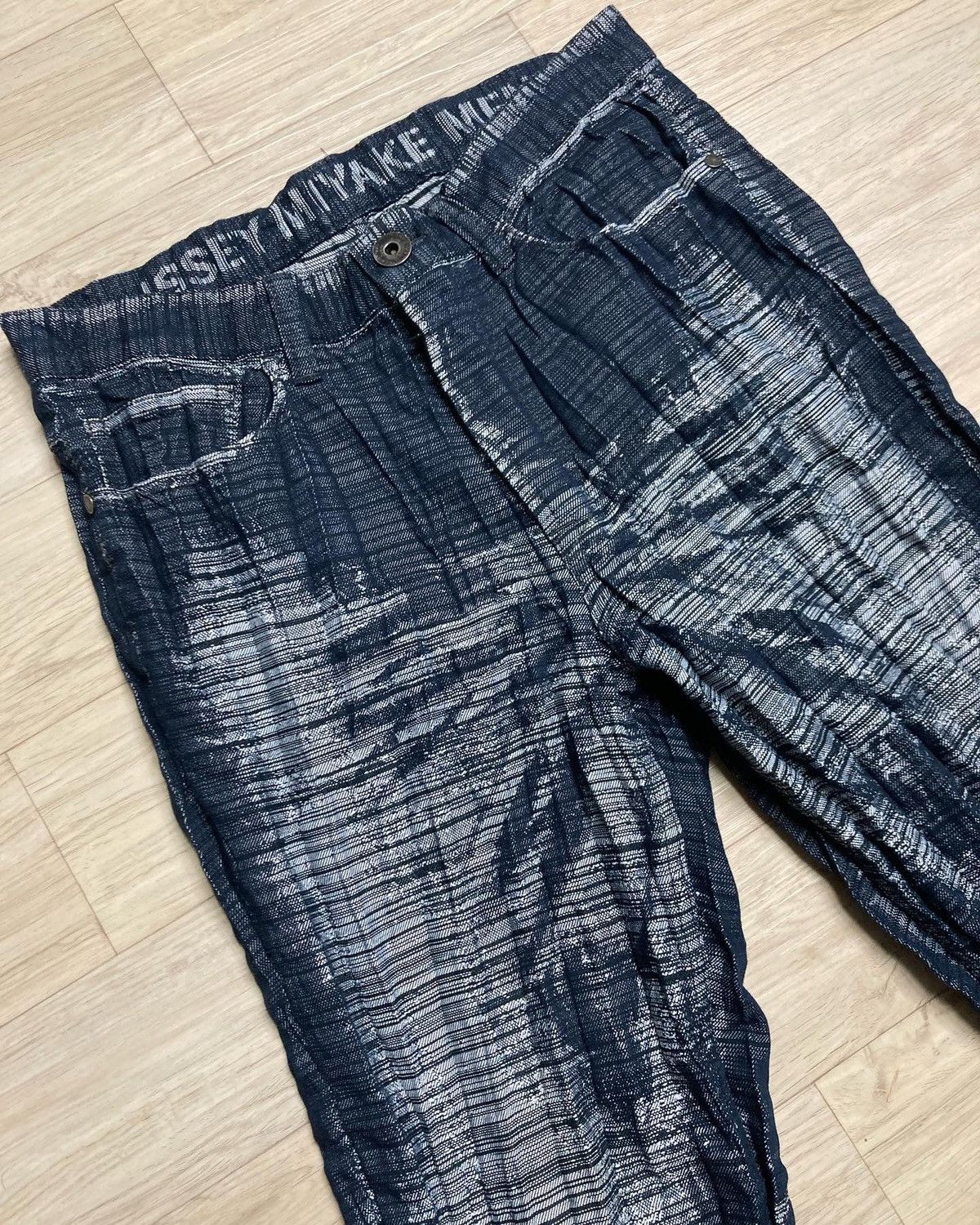 Issey Miyake MEN Wrinkled Denim Pants Archive Pleats - Bottoms