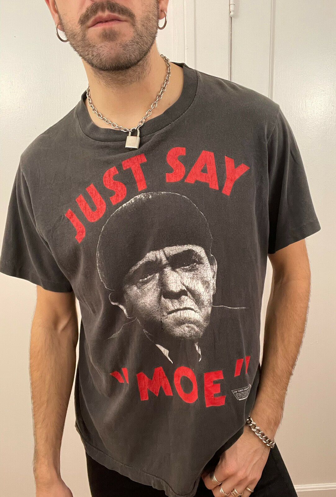 Vintage The Three Stooges 80s Just Say Moe Single Stitch T Shirt | Grailed