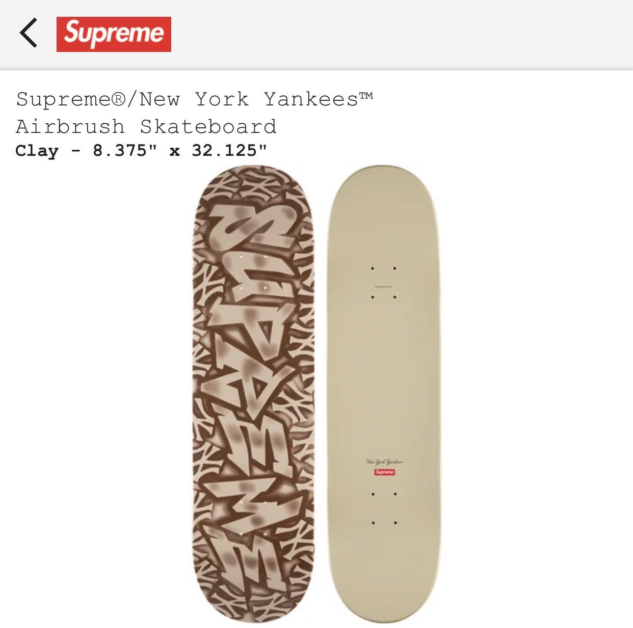 Supreme®/New York Yankees™ Airbrush Skateboard - Fall/Winter 2021 Preview –  Supreme