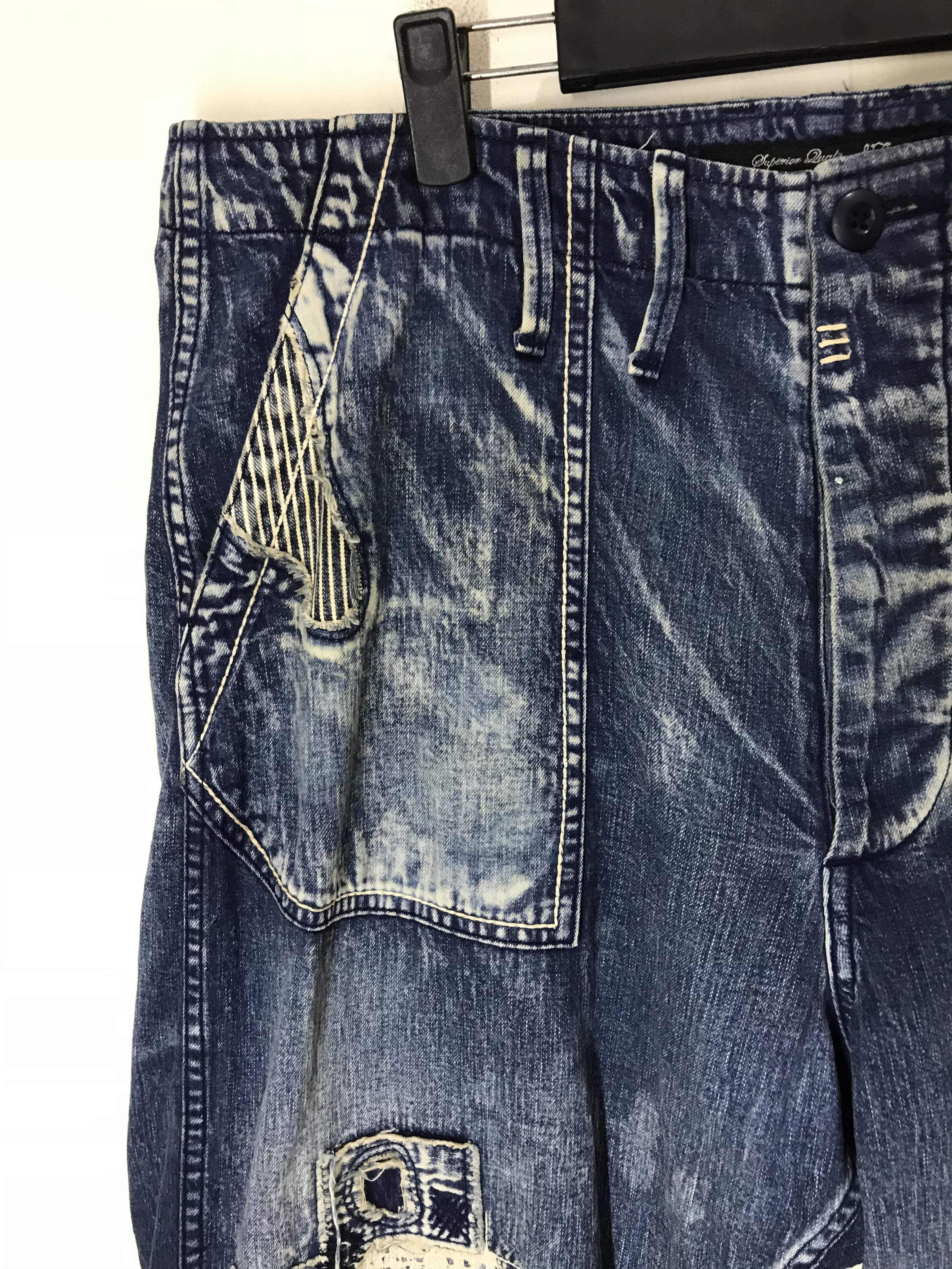 Hysteric Glamour Japanese Brand Designer PHK Patchwork Bleach Denim Pants Size US 35 - 9 Thumbnail