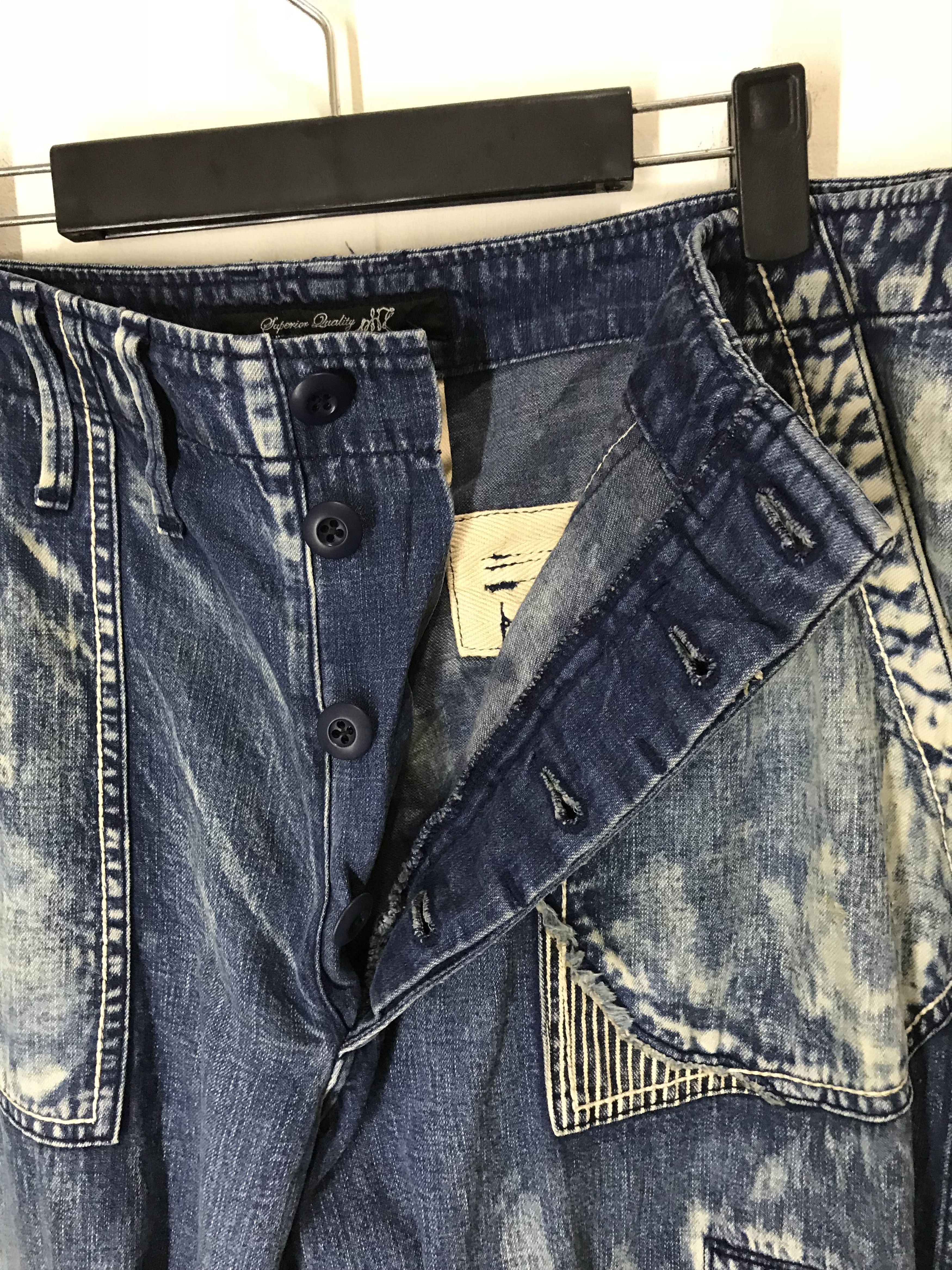 Hysteric Glamour Japanese Brand Designer PHK Patchwork Bleach Denim Pants Size US 35 - 16 Thumbnail