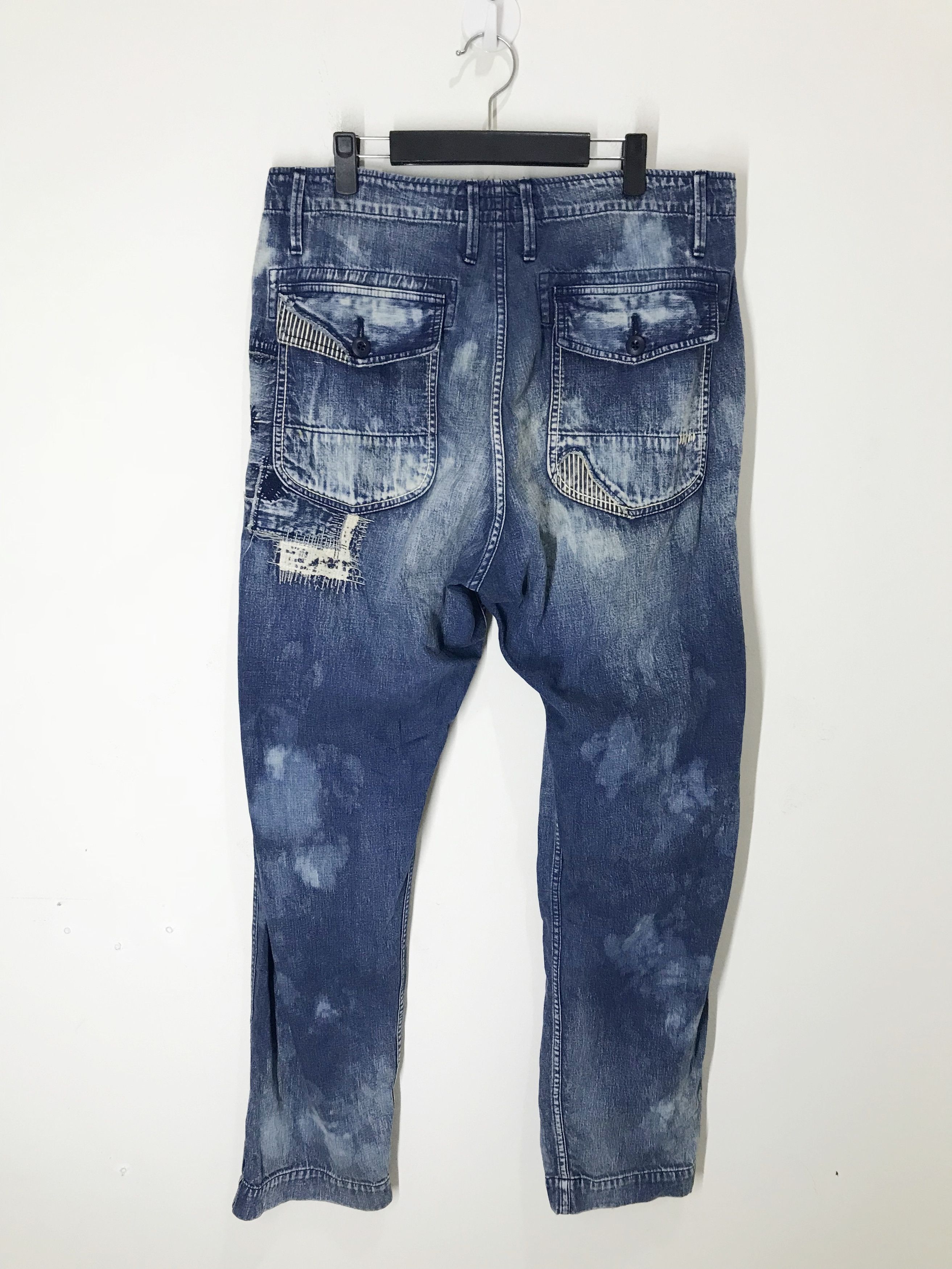 Hysteric Glamour Japanese Brand Designer PHK Patchwork Bleach Denim Pants Size US 35 - 10 Thumbnail