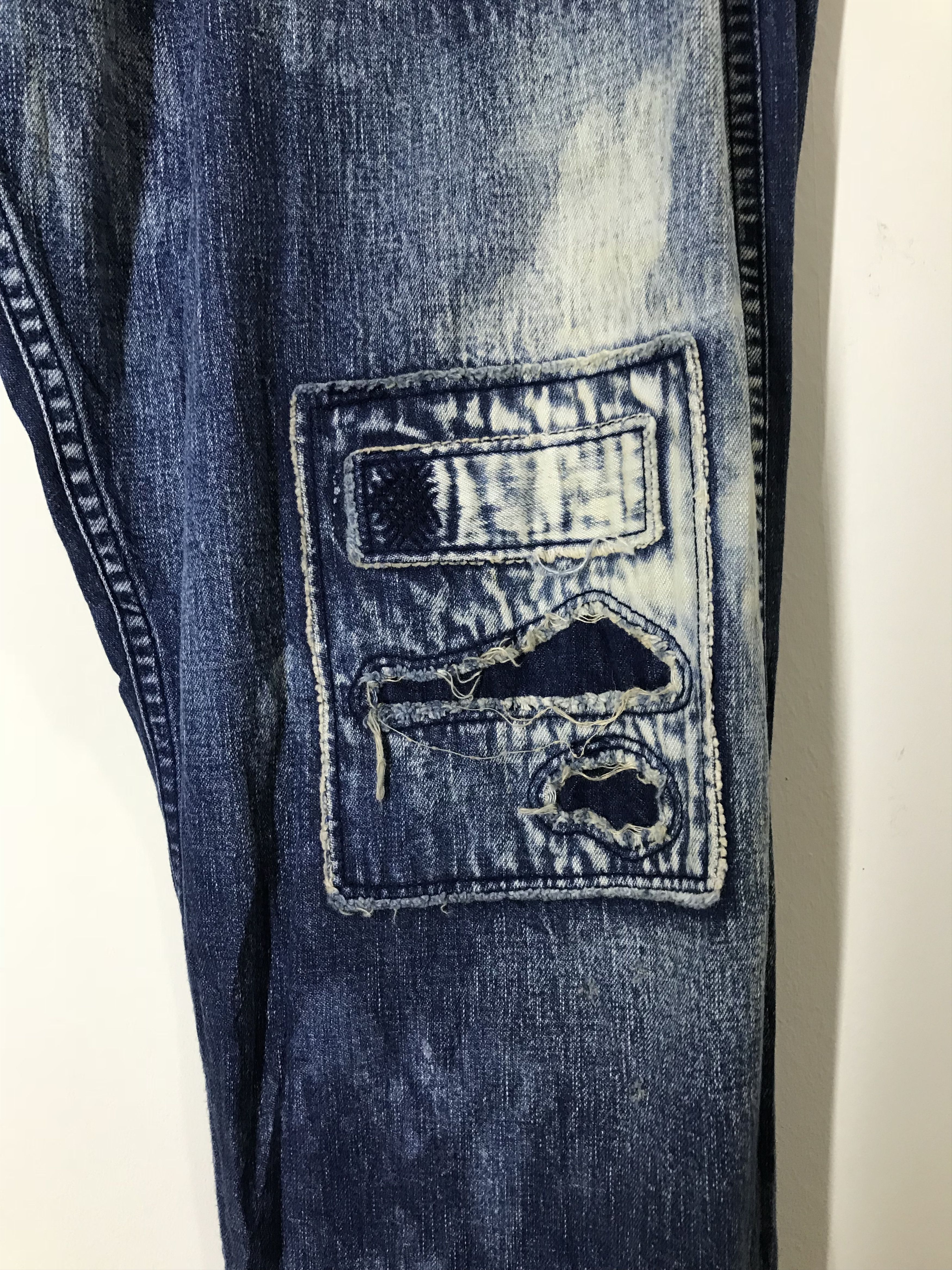 Hysteric Glamour Japanese Brand Designer PHK Patchwork Bleach Denim Pants Size US 35 - 5 Thumbnail