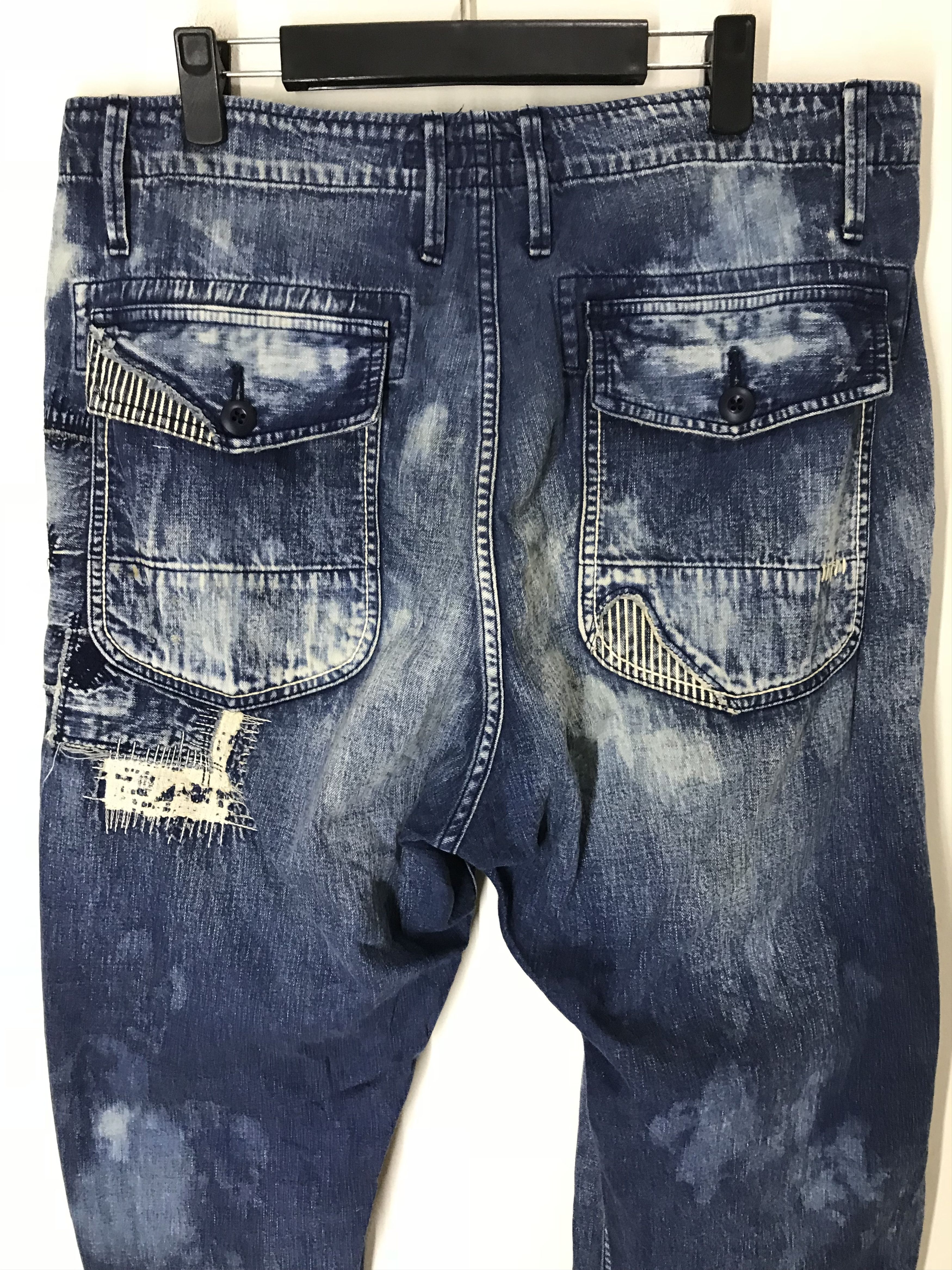 Hysteric Glamour Japanese Brand Designer PHK Patchwork Bleach Denim Pants Size US 35 - 11 Thumbnail