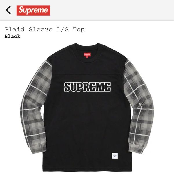 Supreme Supreme Plaid Sleeve L/S Top - Medium - Black | Grailed