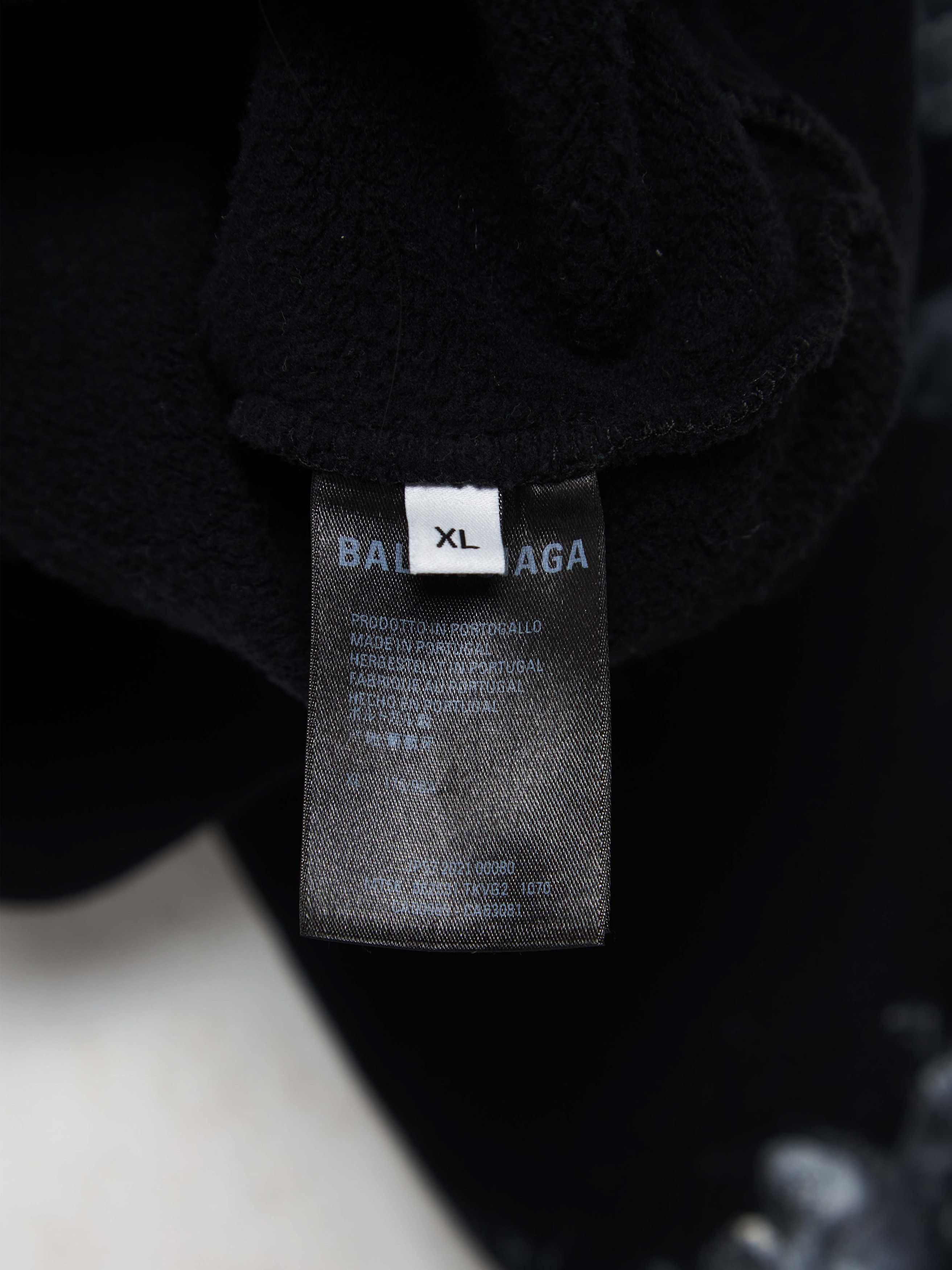 Balenciaga Black Dye Printed Front Pocket Hoodie Size US XL / EU 56 / 4 - 5 Thumbnail