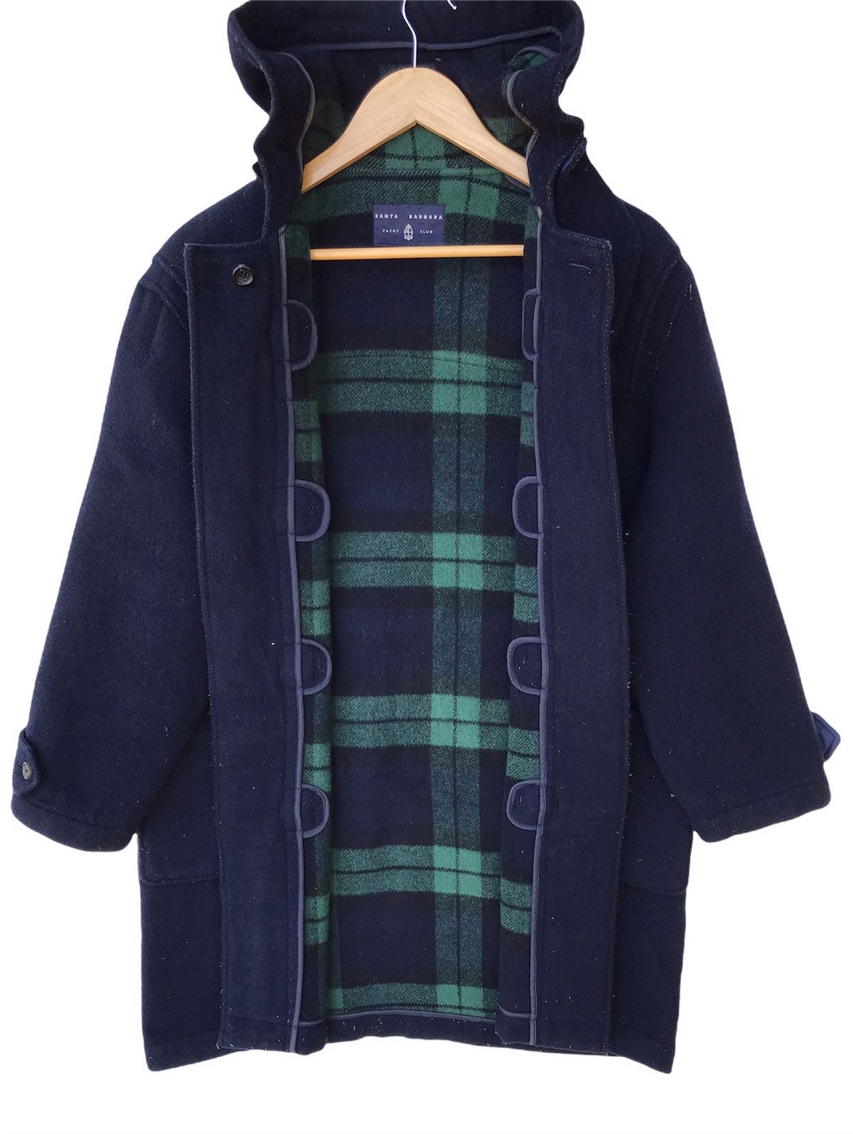 Japanese Brand × Vintage Santa Barbara Wool Tartan Duffle Coat Size US L / EU 52-54 / 3 - 4 Thumbnail