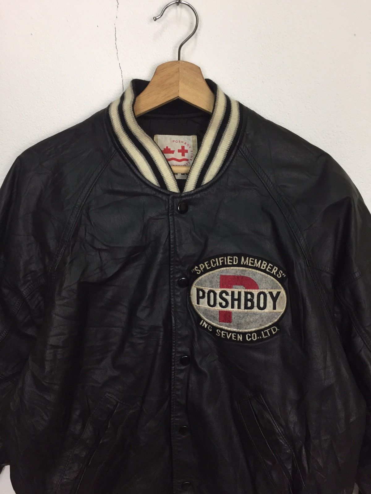 Japanese Brand Vintage Poshboy Leather Varsity Jacket Size US XL / EU 56 / 4 - 2 Thumbnail