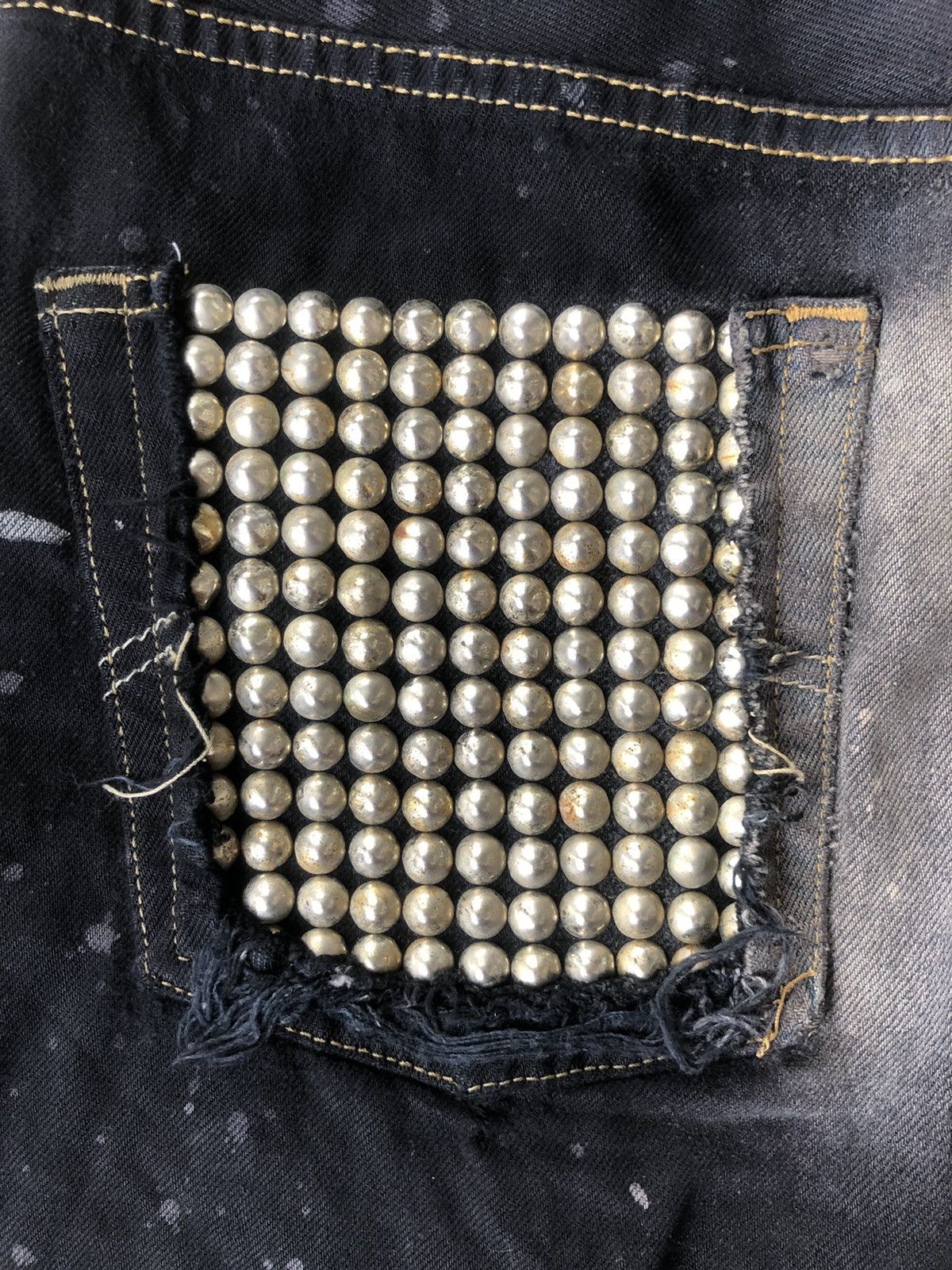 Nepenthes Z.Vargas Levi's Reconstructed Studded Distressed Denim Jorts Size US 30 / EU 46 - 3 Thumbnail