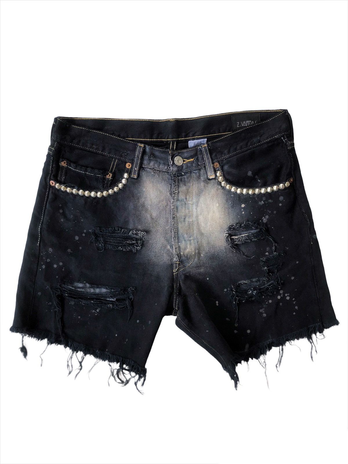 Nepenthes Z.Vargas Levi's Reconstructed Studded Distressed Denim Jorts Size US 30 / EU 46 - 1 Thumbnail
