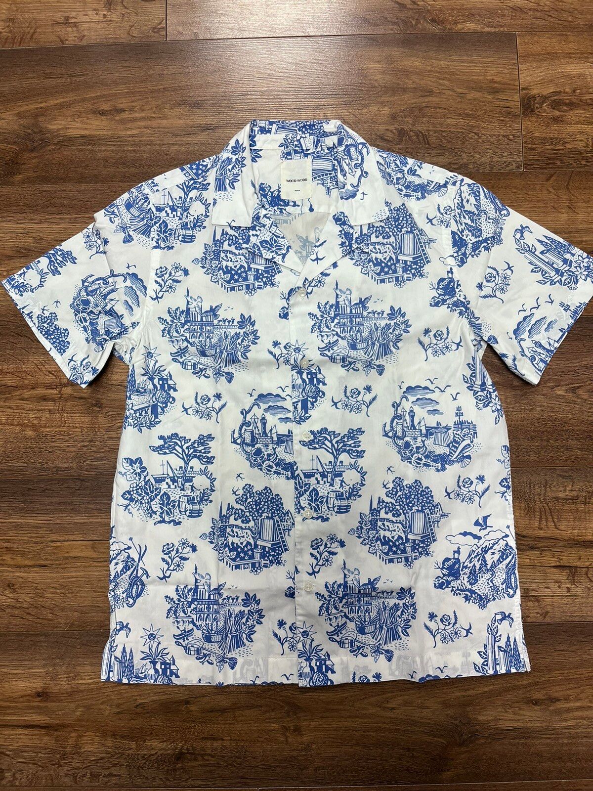 Wood Wood Wood Wood Short Sleeve Hawaian Button Up Shirt in White Size US M / EU 48-50 / 2 - 1 Preview