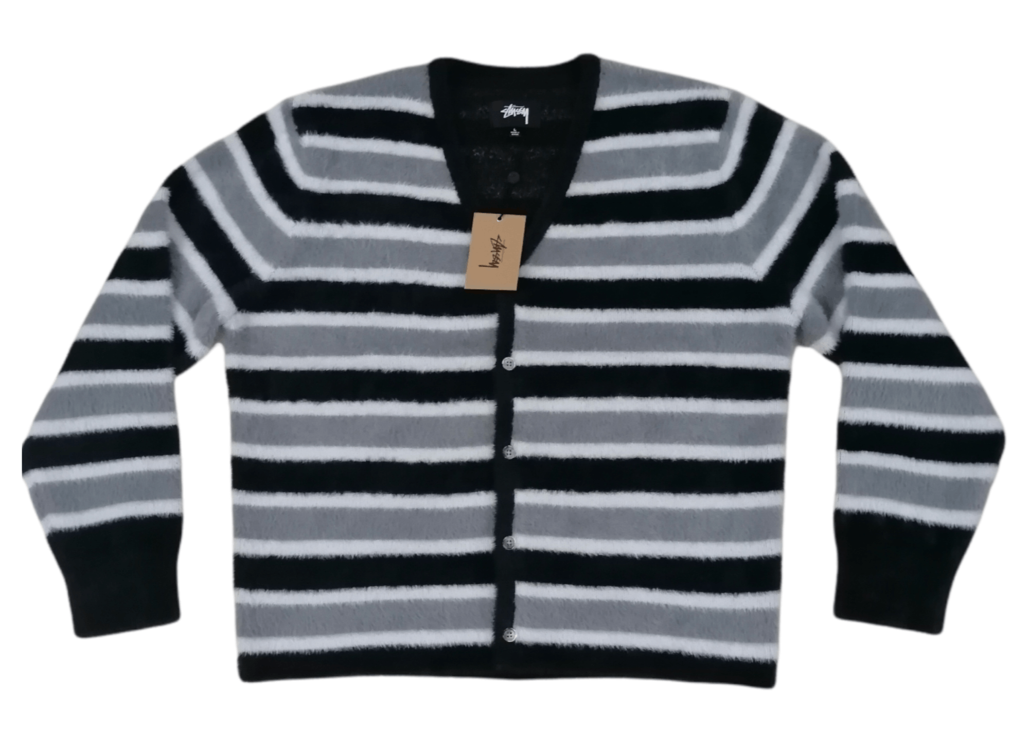 STUSSY SHAGGY STRIPE CARDIGAN