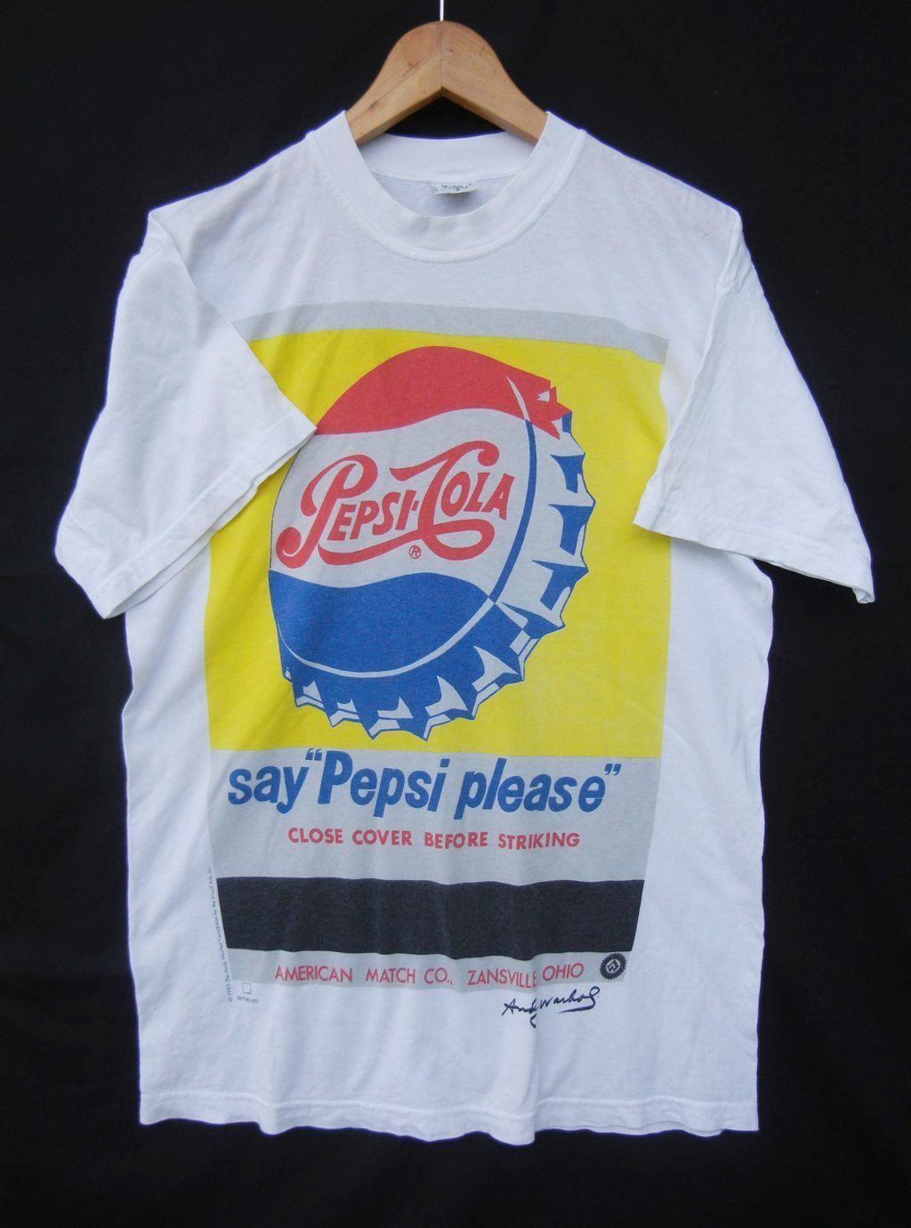 Andy Warhol Vintage ANDY WARHOL Signed German teNeues SAY PEPSI PLEASE (1993) Pepsi Cola Pop Art white tee Sz Medium Size US M / EU 48-50 / 2 - 1 Thumbnail