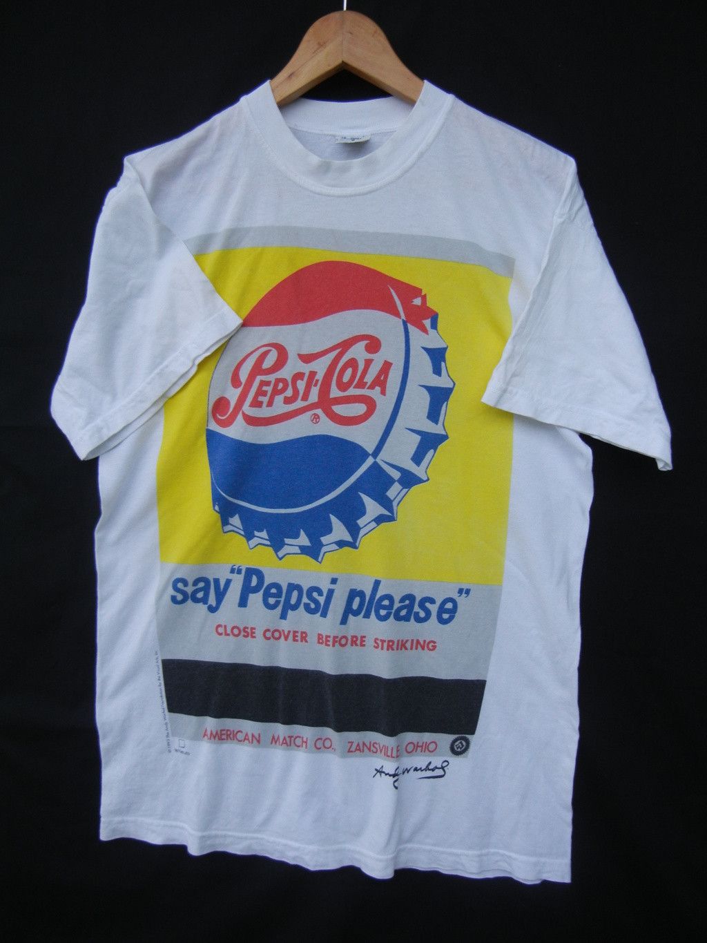 Andy Warhol Vintage ANDY WARHOL Signed German teNeues SAY PEPSI PLEASE (1993) Pepsi Cola Pop Art white tee Sz Medium Size US M / EU 48-50 / 2 - 2 Thumbnail