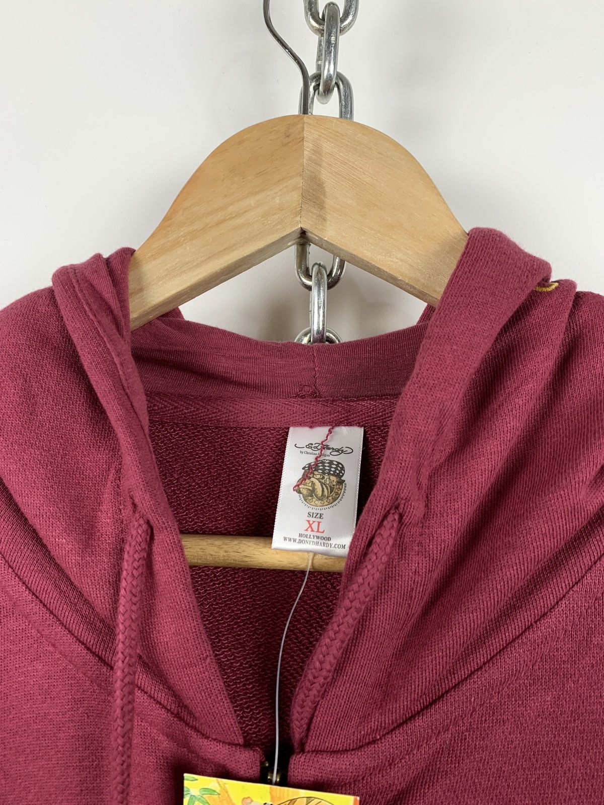 Christian Audigier NWT! Ed Hardy by Christian Audigier Burgundy Bulldog Hoodie Size US XXL / EU 58 / 5 - 14 Thumbnail