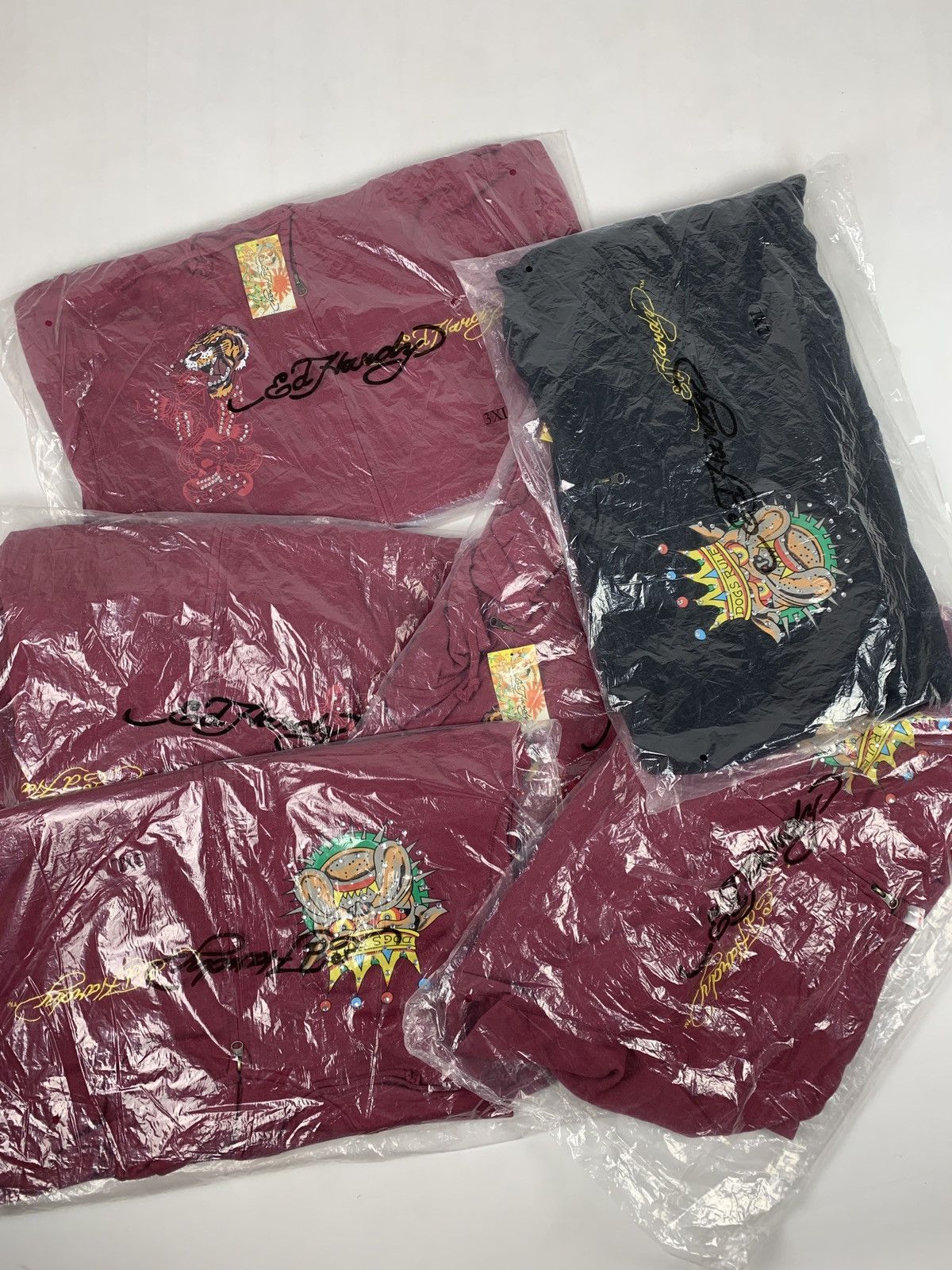 Christian Audigier NWT! Ed Hardy by Christian Audigier Burgundy Bulldog Hoodie Size US XXL / EU 58 / 5 - 16 Thumbnail