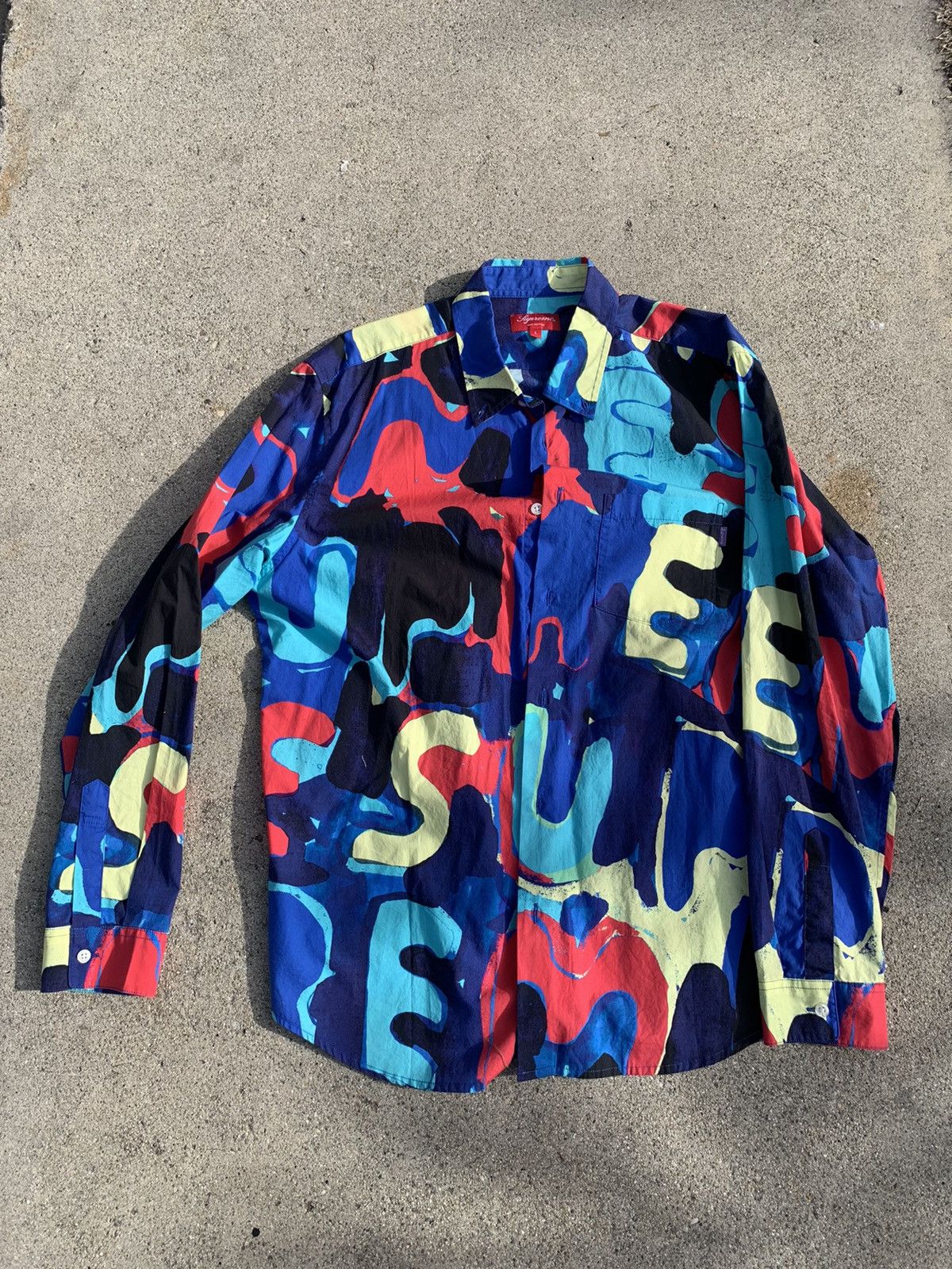 Supreme Painted Logo Shirt (Royal) | Grailed