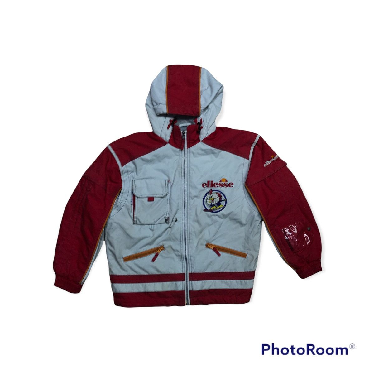 ellesse フーディージャケット Vtg ELLESSE Sports Jacket Button Zipper Colourful Hoodie