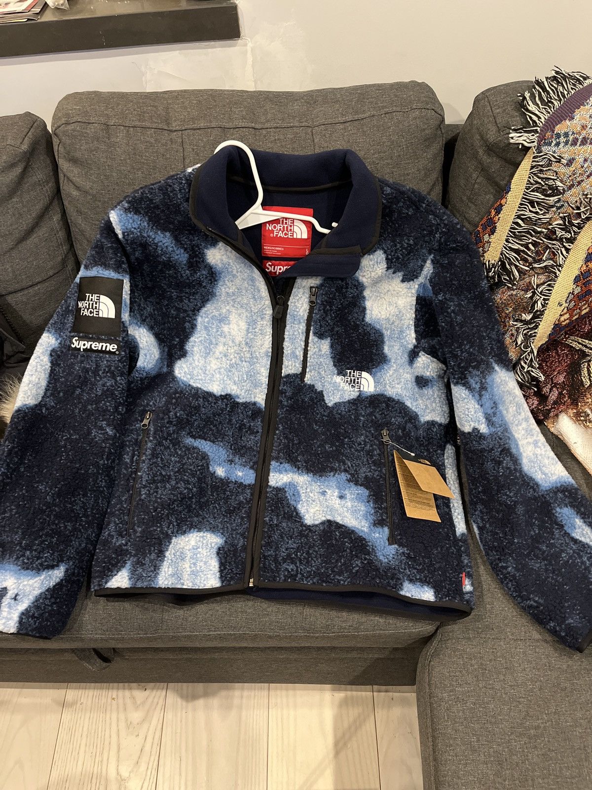 Supreme Supreme The North Face Bleached Denim Print Fleece Jacket