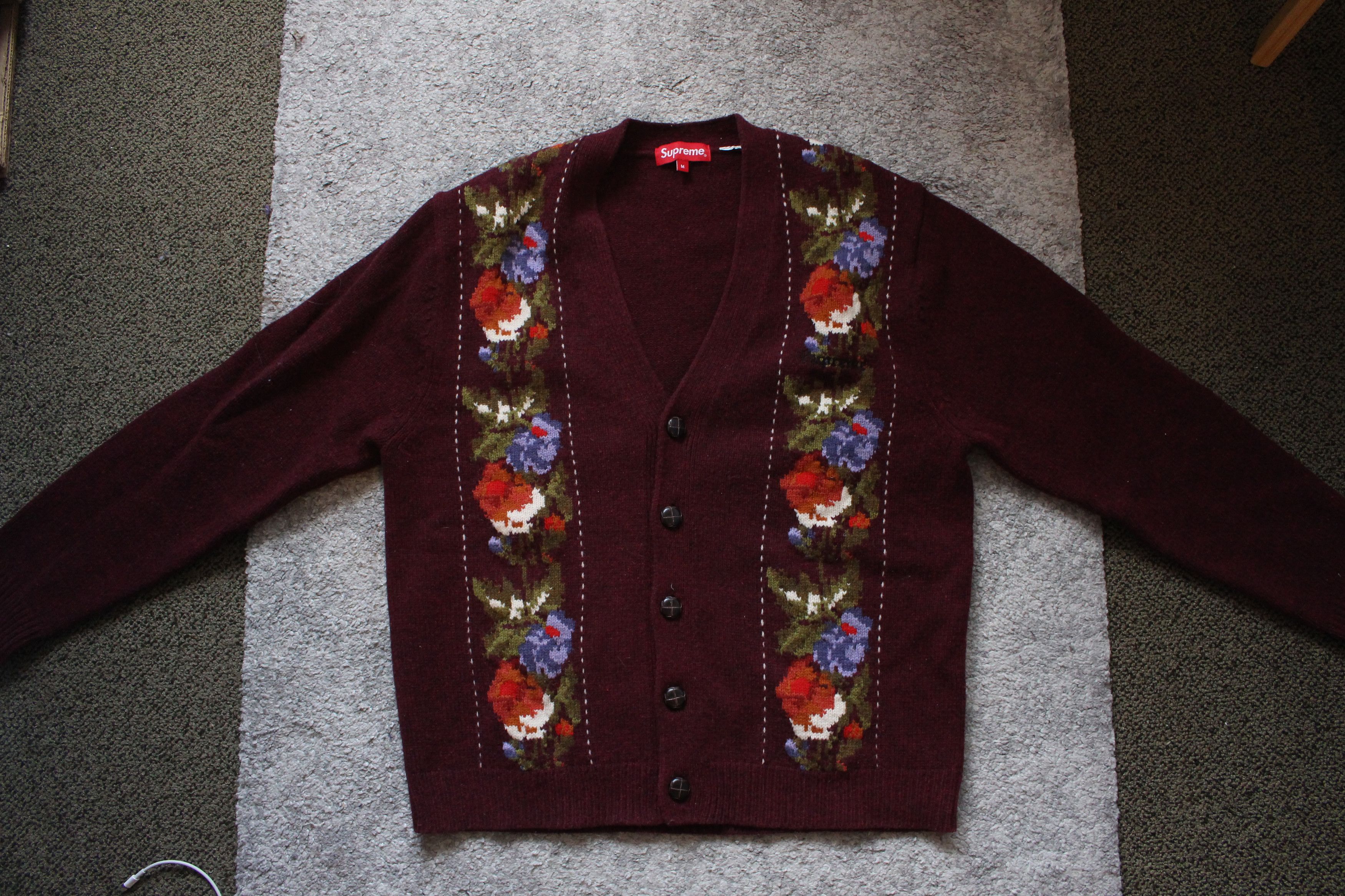 Supreme floral stripe cardigan ブラック-