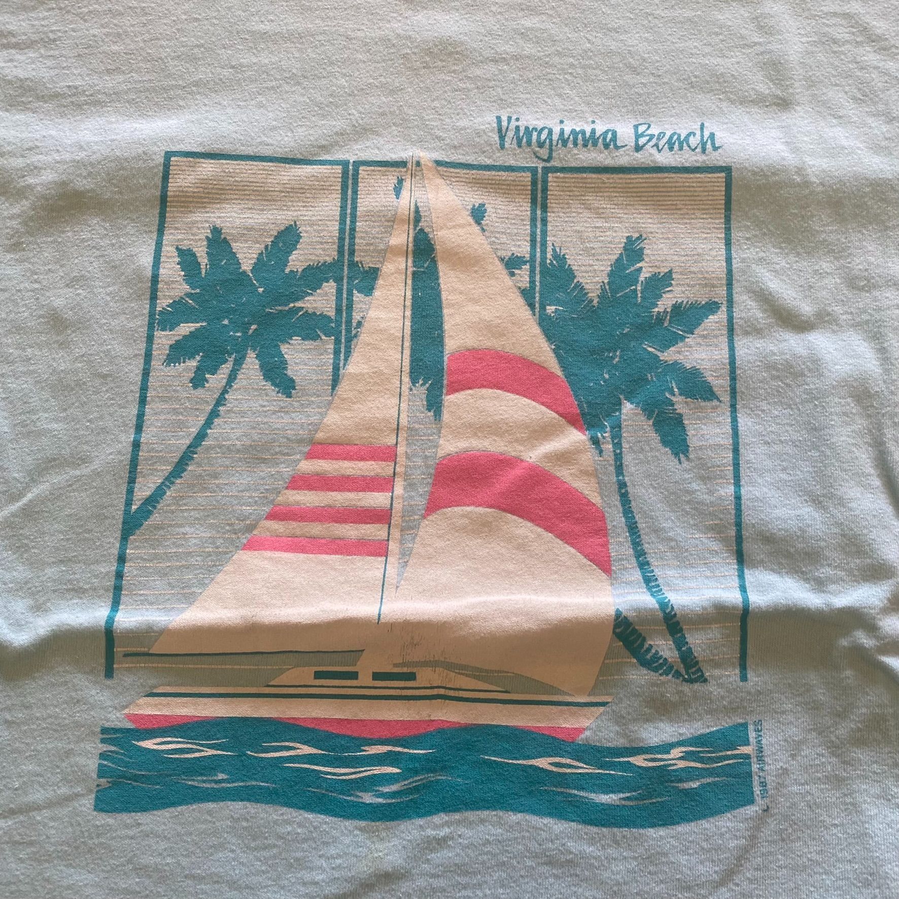 Vintage Virginia Beach Sailing Preppy Vintage 80s Tee Size US M / EU 48-50 / 2 - 2 Thumbnail