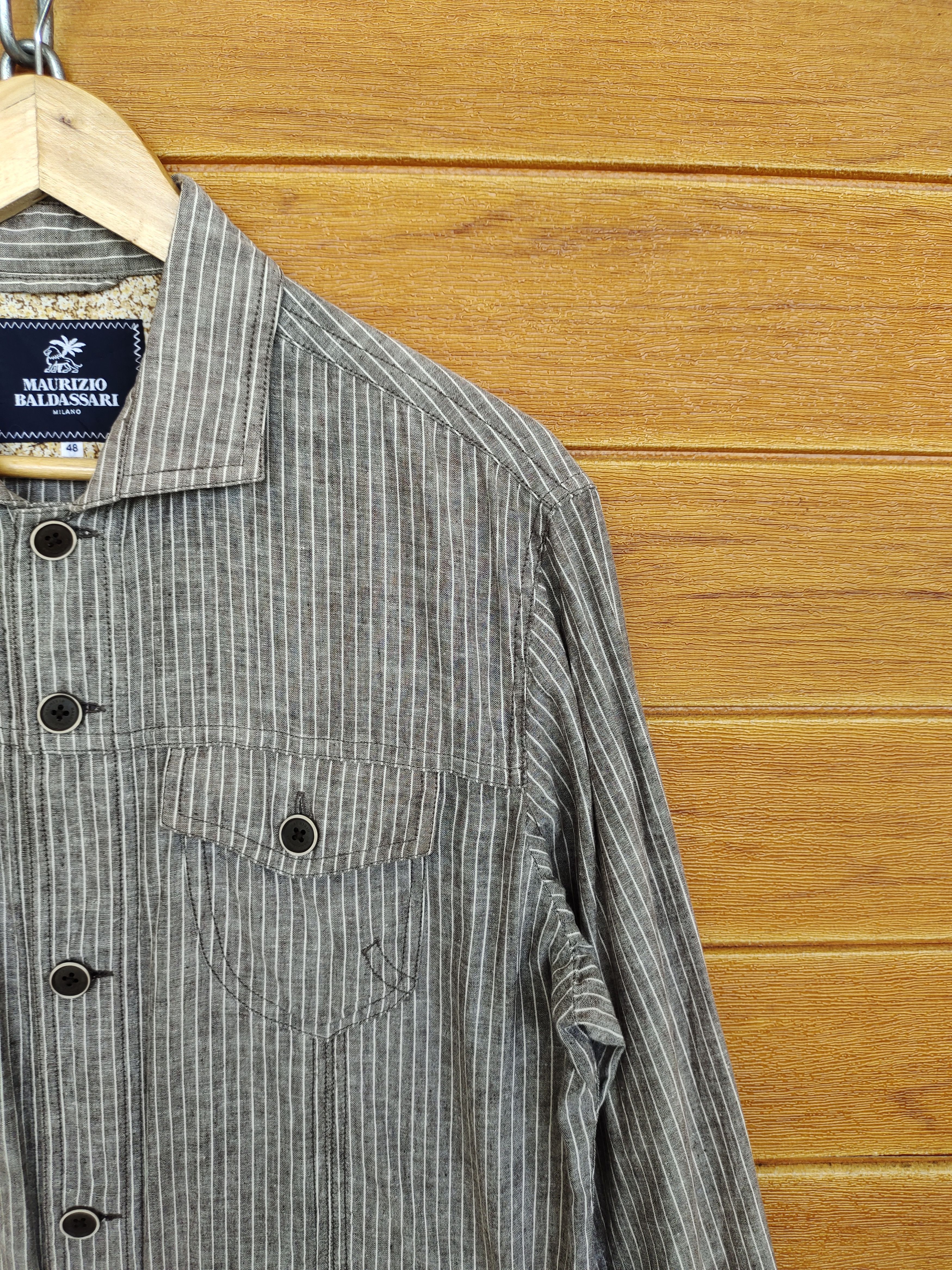 Designer × Maurizio Baldassari MAURIZIO BALDASSARI Milano 5 Pockets Striped Shirt Size US M / EU 48-50 / 2 - 3 Thumbnail