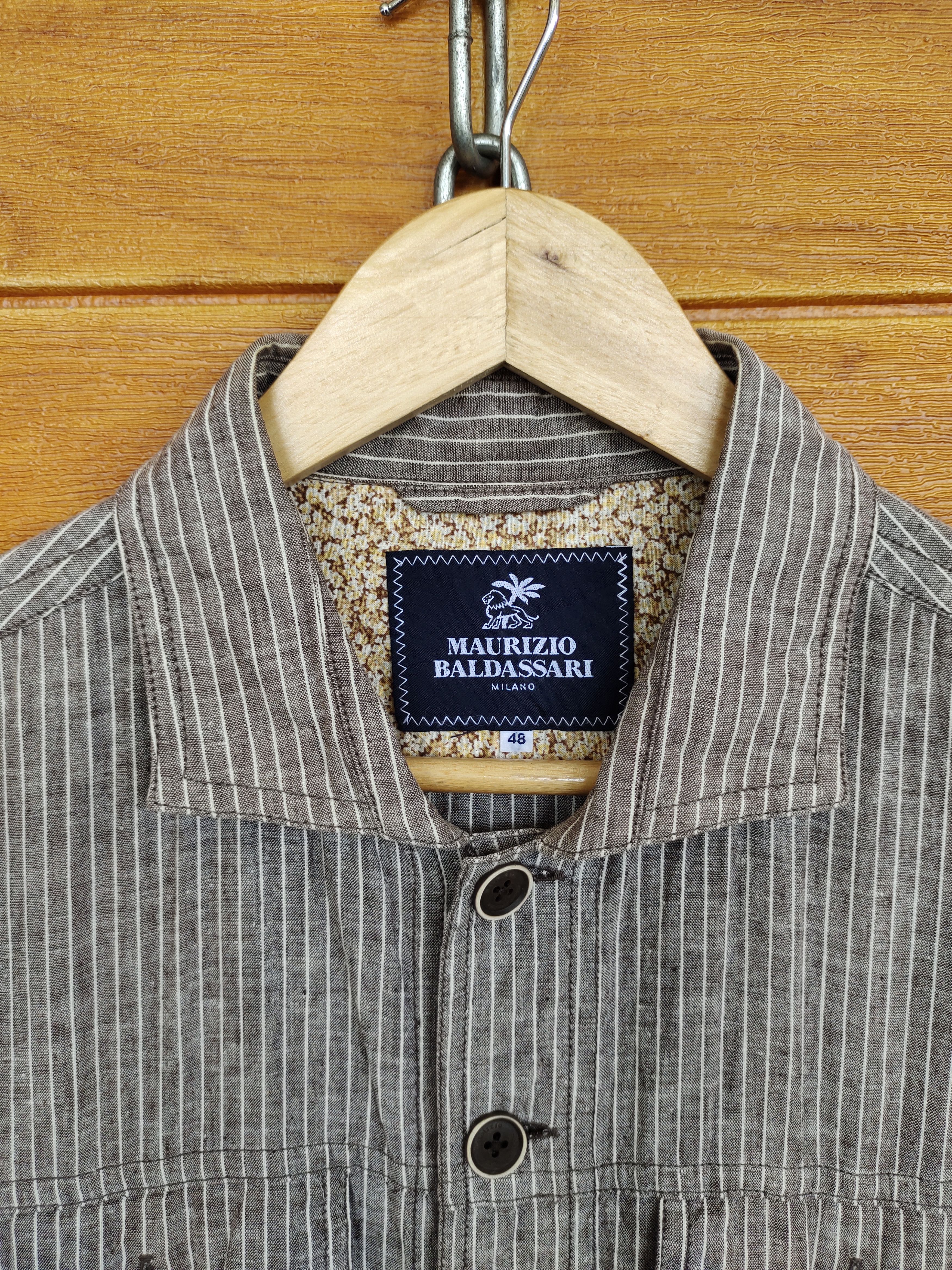 Designer × Maurizio Baldassari MAURIZIO BALDASSARI Milano 5 Pockets Striped Shirt Size US M / EU 48-50 / 2 - 2 Thumbnail