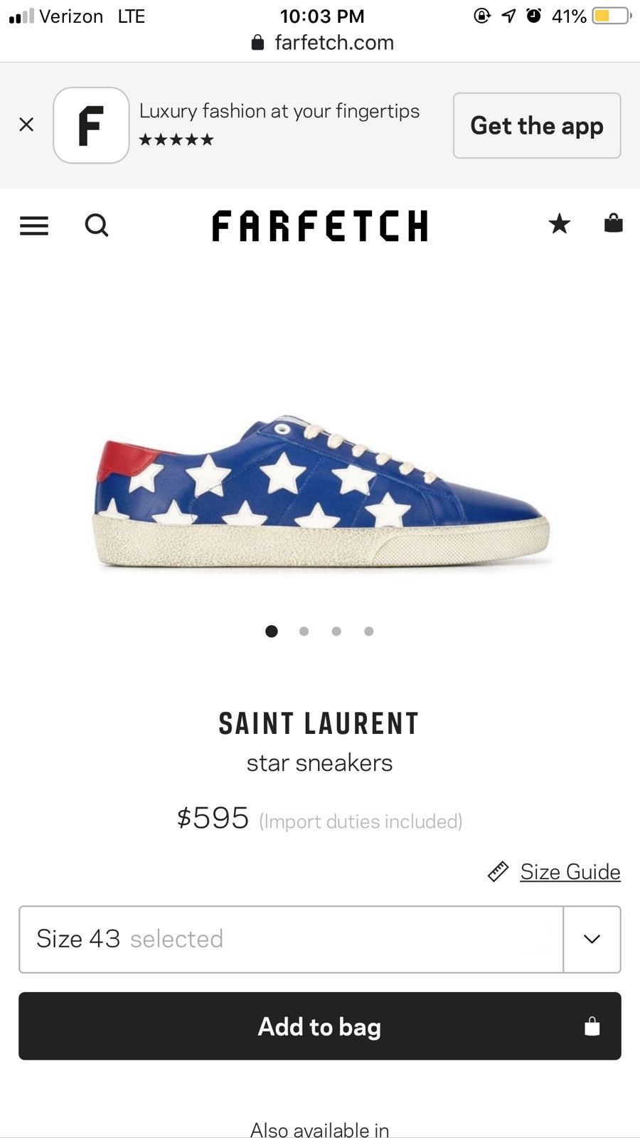 Saint Laurent Paris STEAL Saint Laurent Paris Star Sneakers Size US 10 / EU 43 - 7 Thumbnail